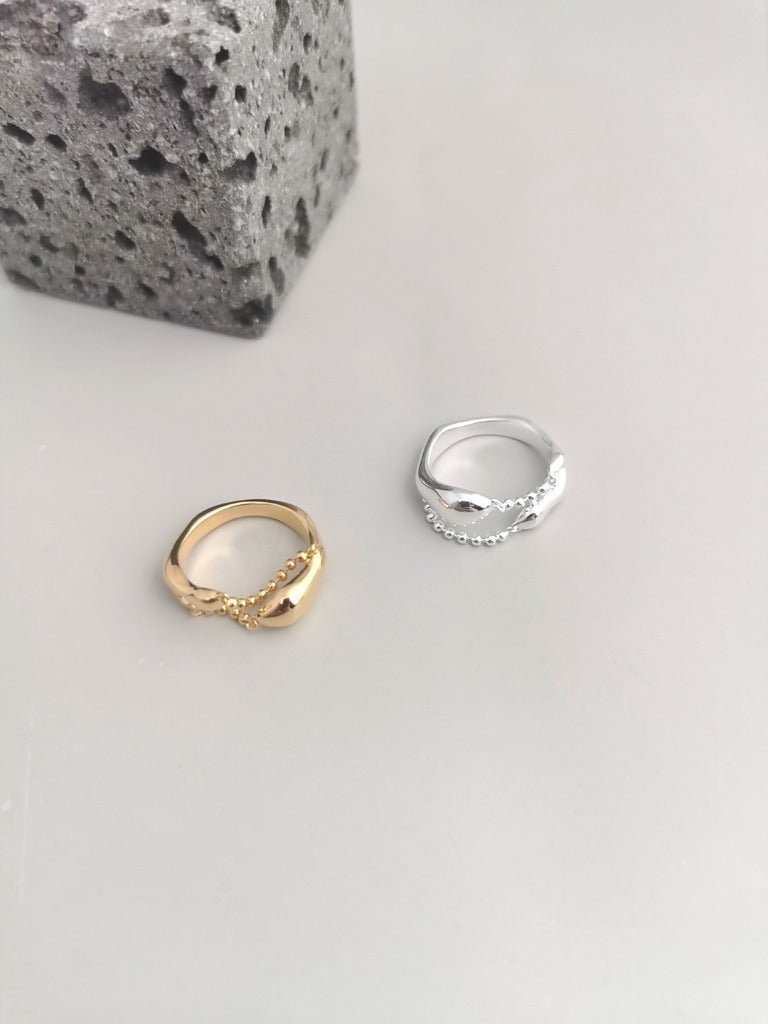 Beaded couples' rings crafted with Pure silver and gold-plated silver by ronny