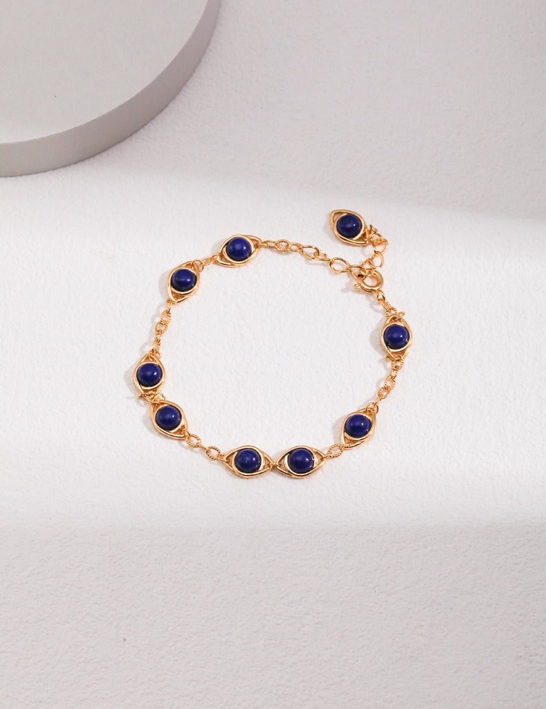  Lapis Lazuli Bracelet with Gold - Plated Silver by ronny