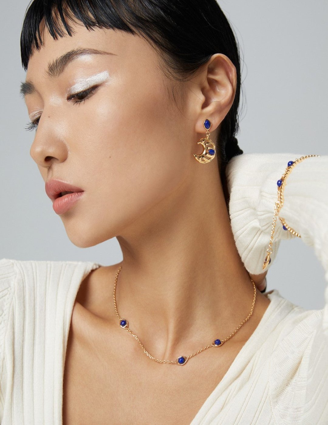  Lapis Lazuli Necklace and Bracelet with Gold - Plated Silver by ronny