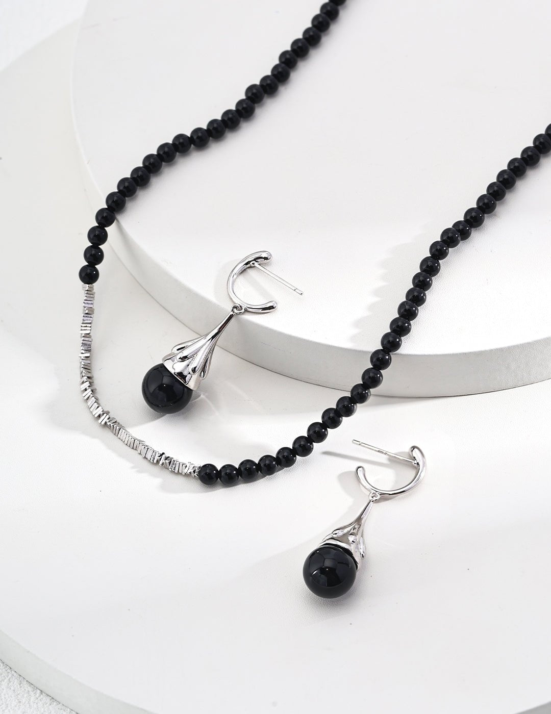 Natural Agate Necklace and Matching Earrings with Pure Silver by ronny