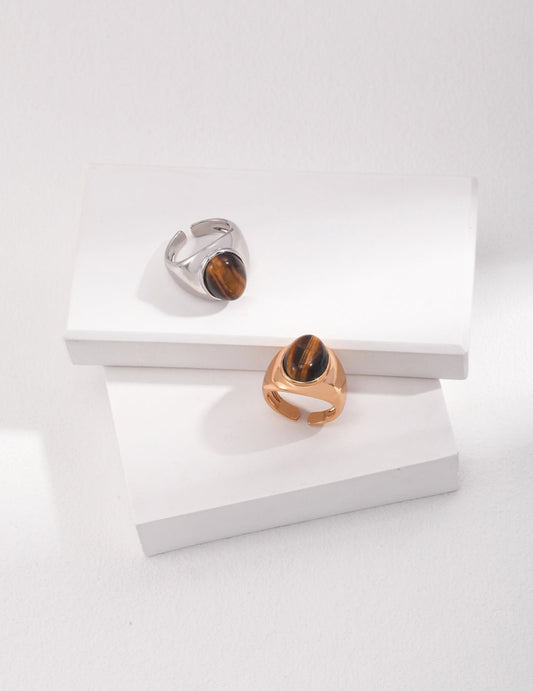 Rings in Gold - Plated Silver and Pure Silver with Tiger's Eye by ronny