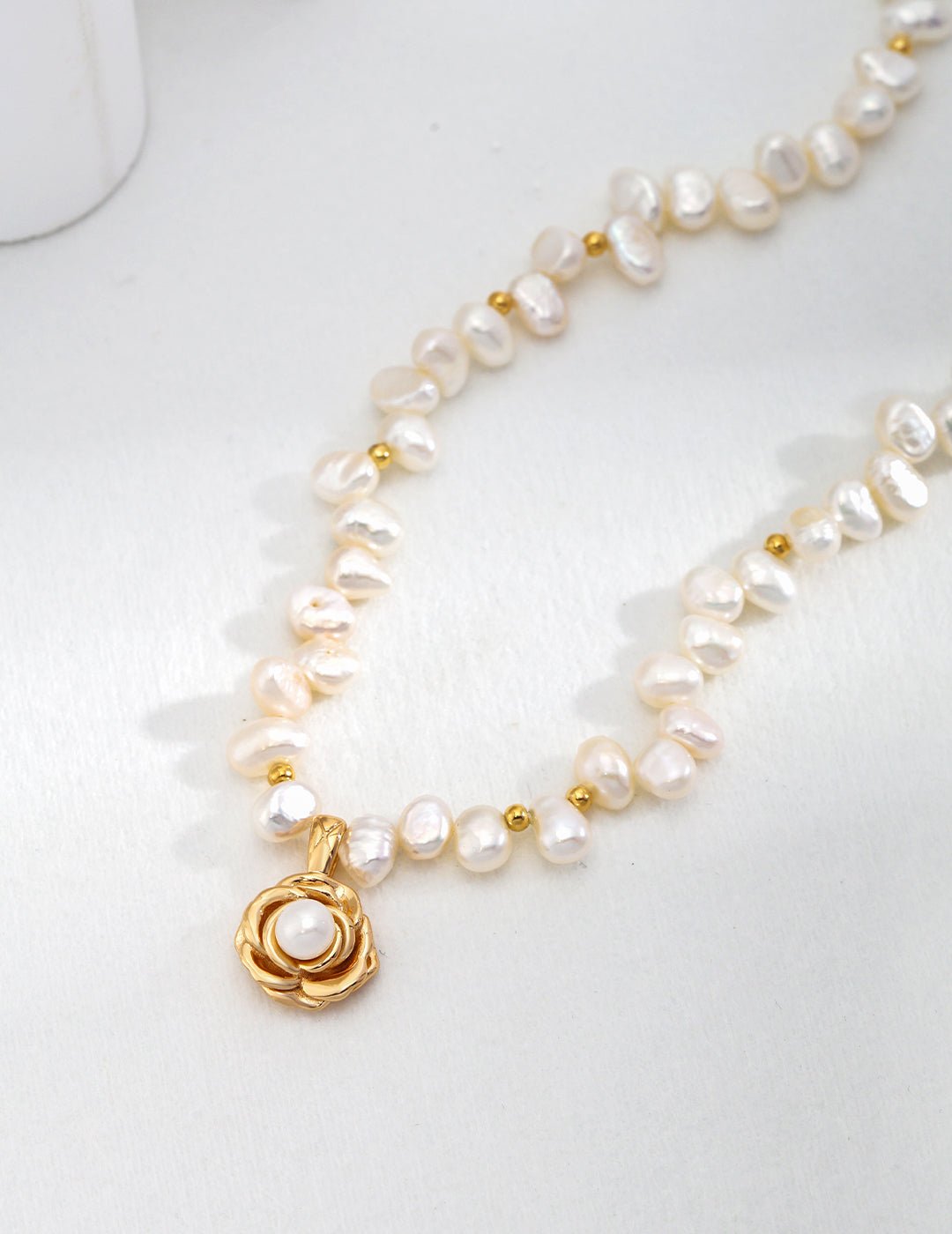 Natural Pearl Necklace with Gold - Plated Silver by ronny