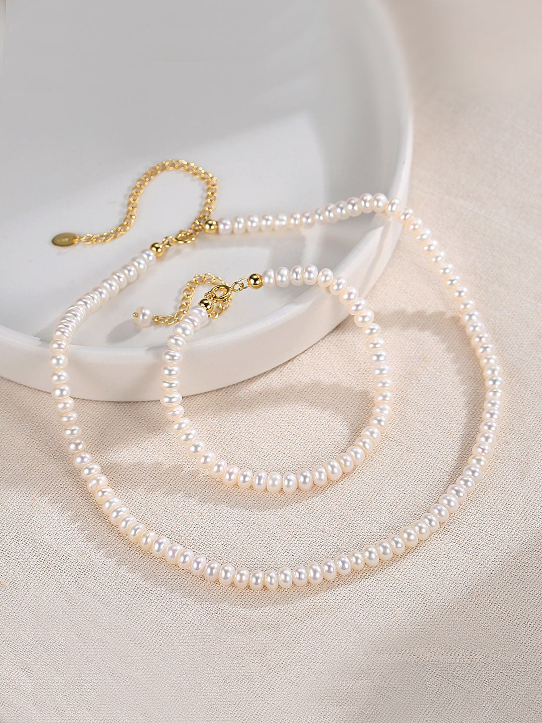 Natural Pearl Necklace and Bracelet on Gold - Plated Silver by ronny