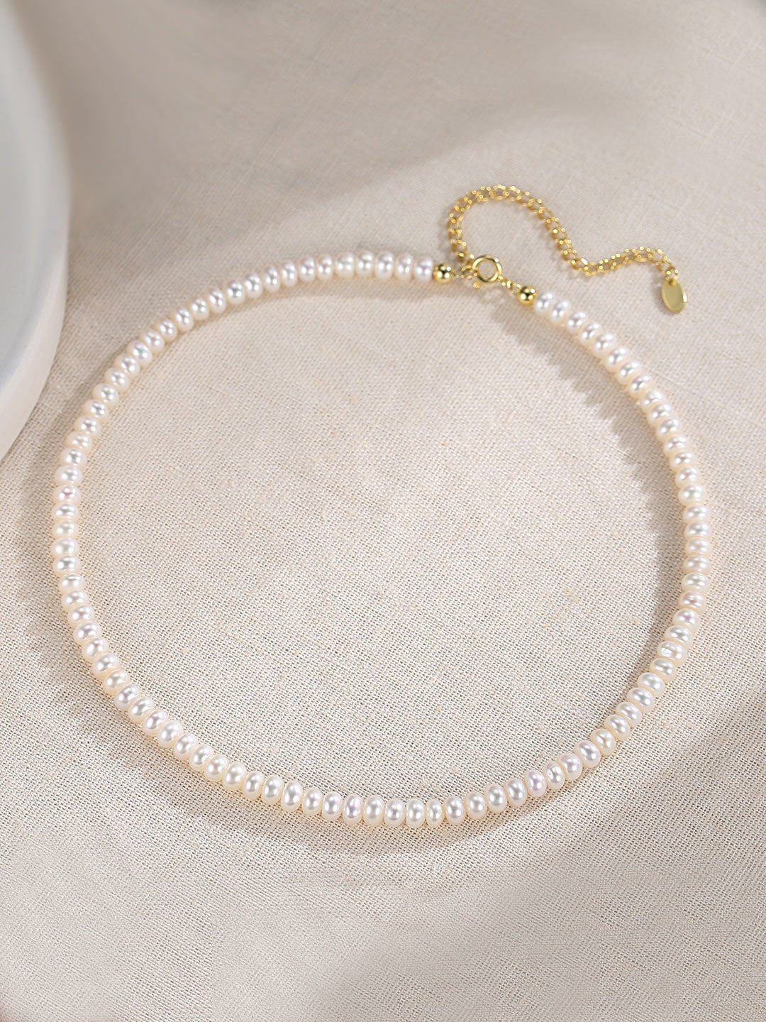 Natural Pearl Necklace on Gold - Plated Silver by ronny