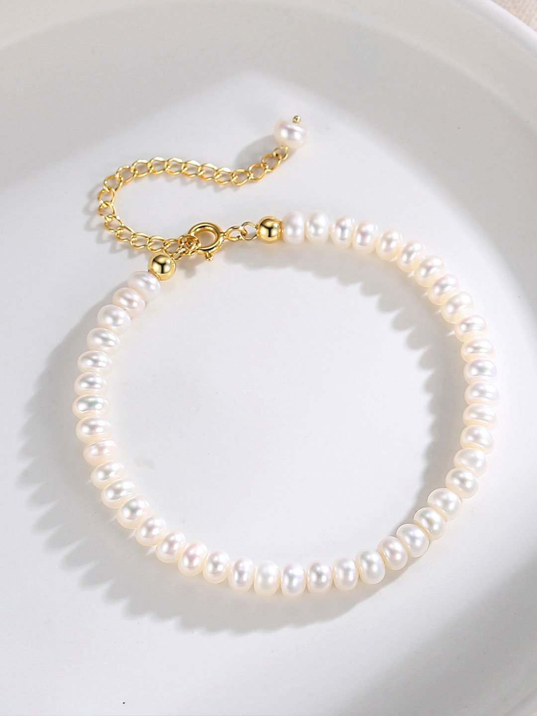 Natural Pearl Bracelet on Gold - Plated Silver by ronny