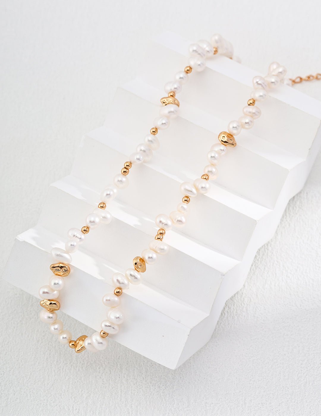 Natural Pearl Necklace and on Gold - Plated Silver by ronny