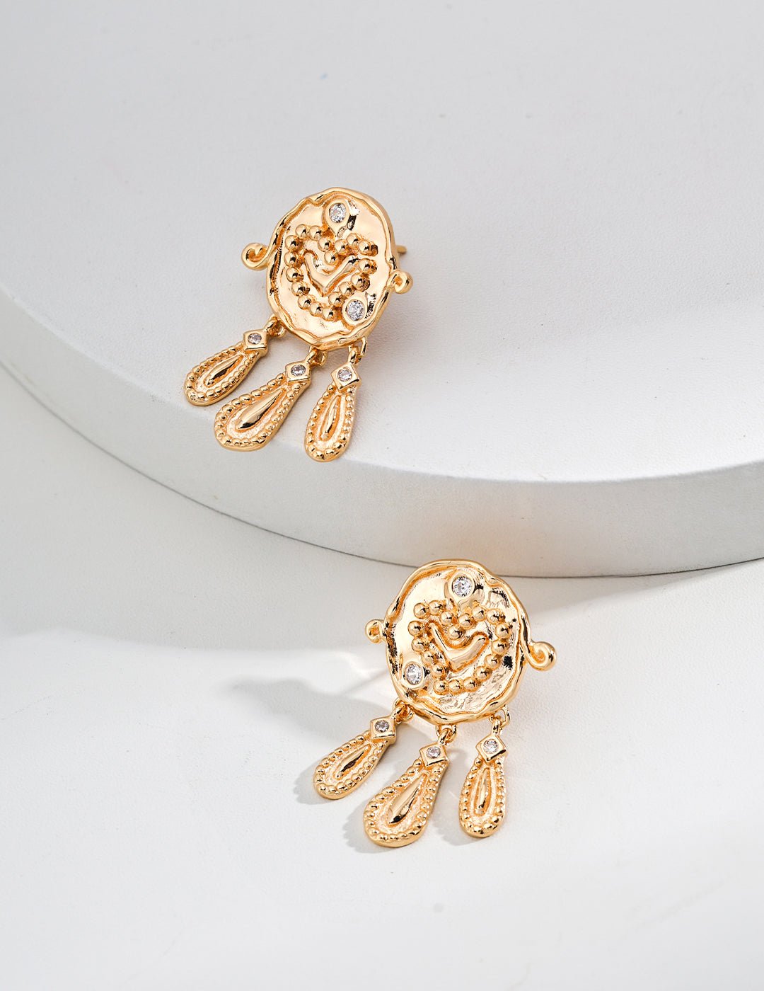 Zircon on Gold - Plated Silver Earrings by ronny