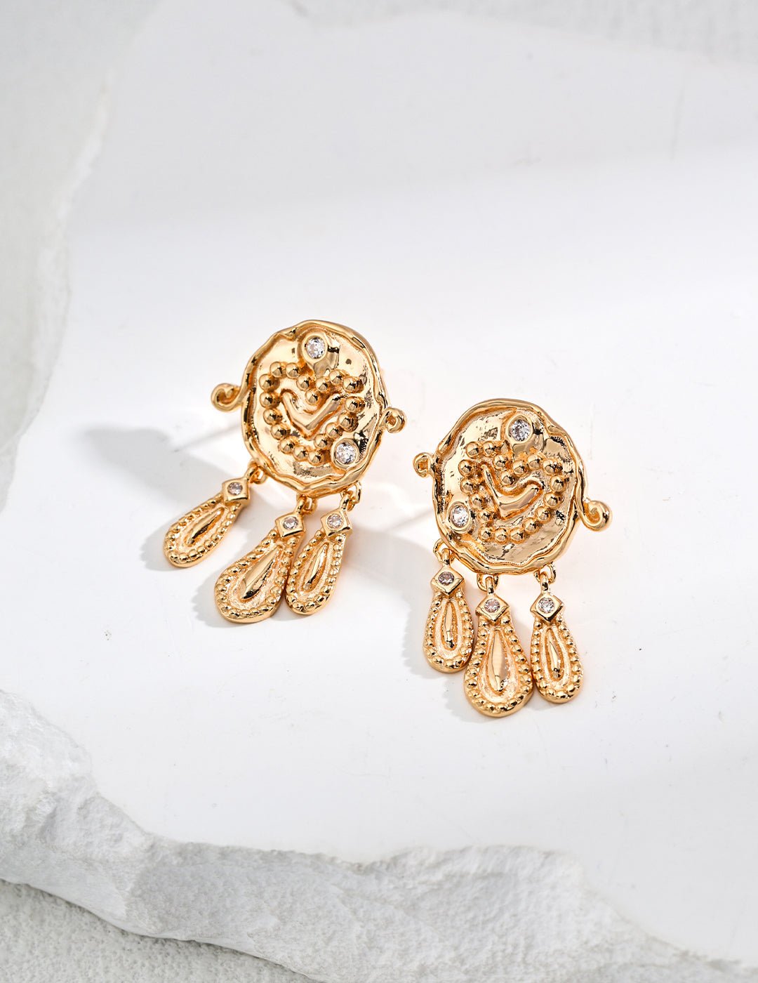 Zircon on Gold - Plated Silver Earrings by ronny