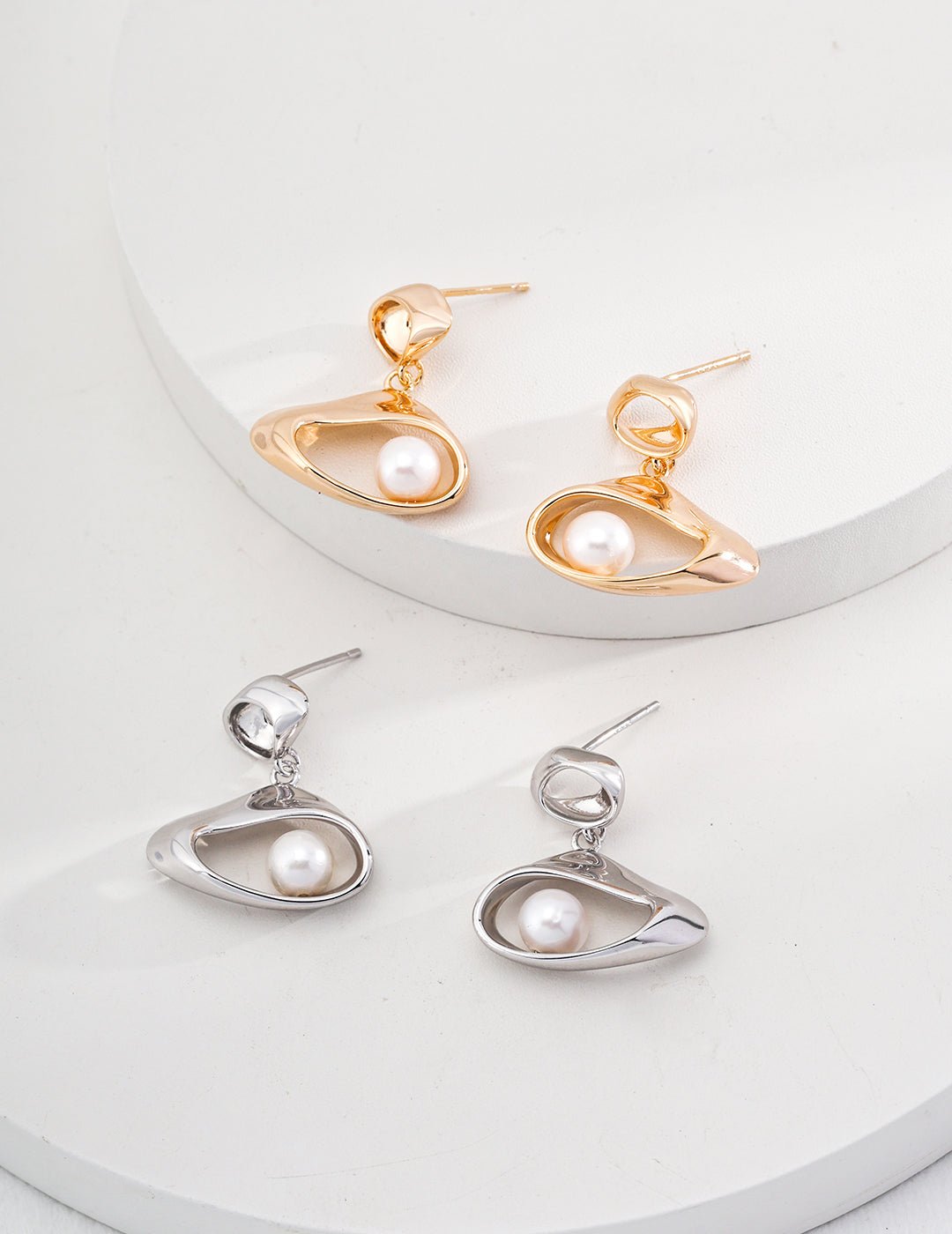 Pearl Earrings on Gold - Plated Silver and Pure Silver by ronny