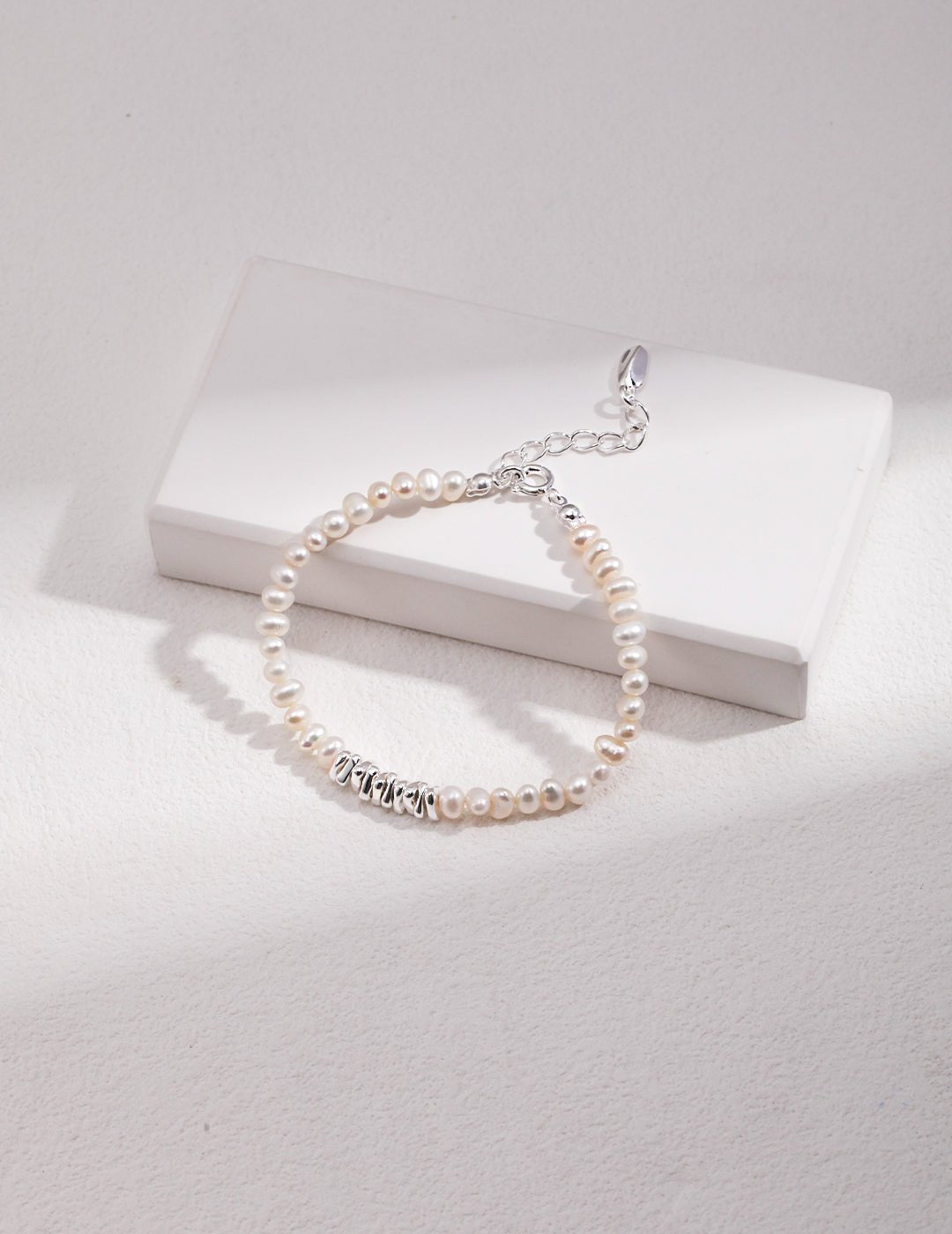 Natural Pearl Bracelet with Silver Spacers on Pure Silver by ronny