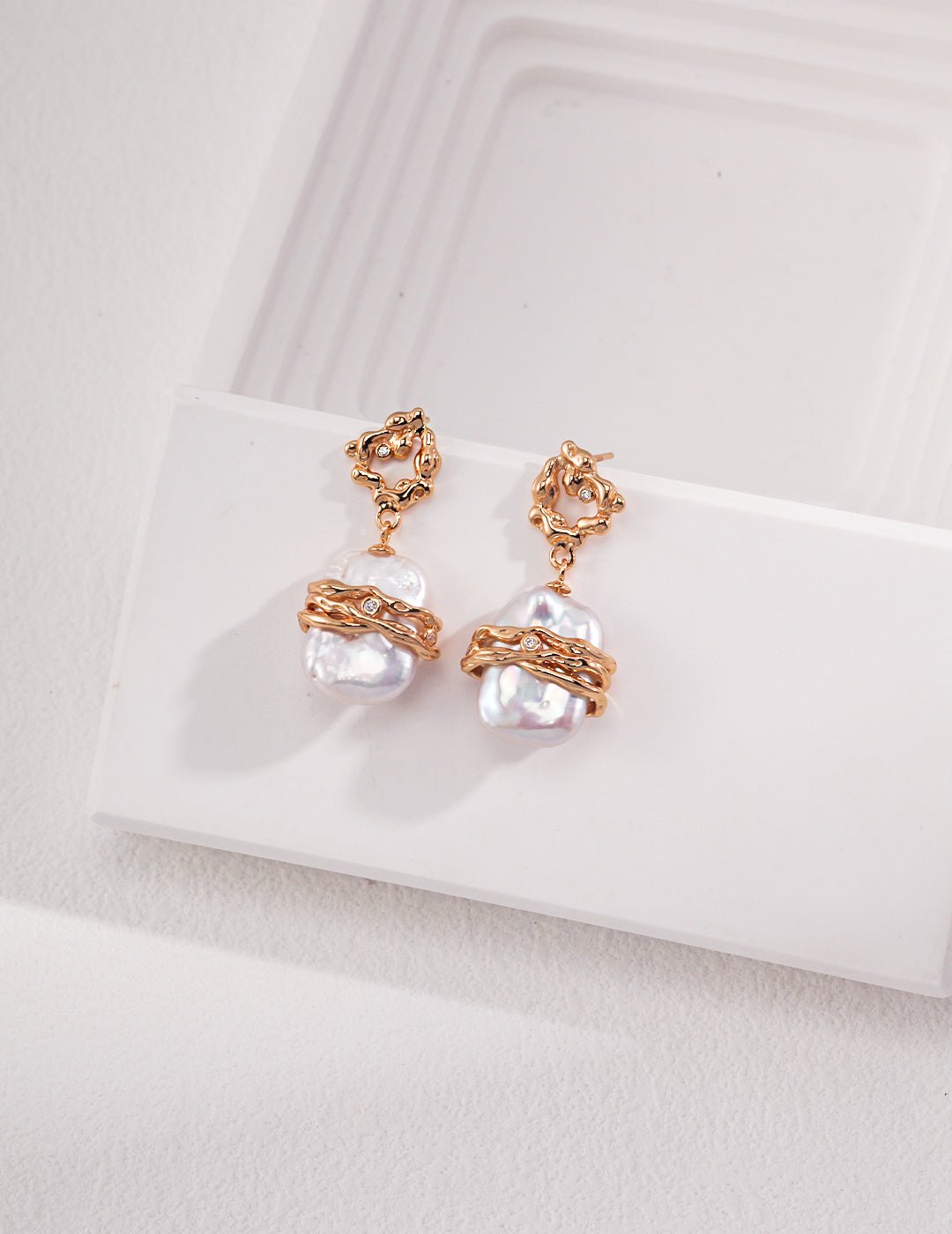 Pearl Earrings with Gold - Plated Silver by ronny