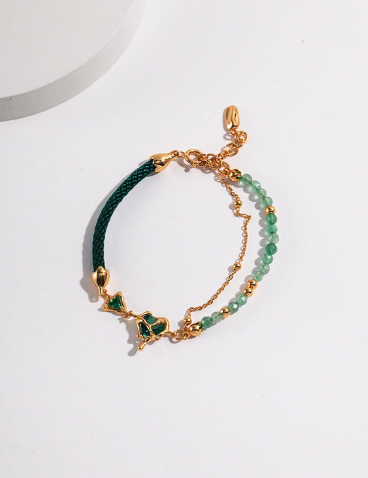 Quartz Bracelet with Gold - Plated Silver and Hemp by ronny