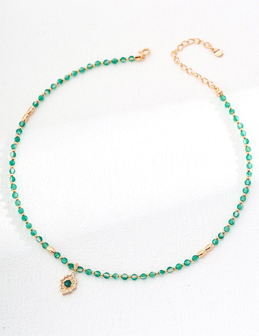 Chrysoprase and Agate Necklace with Gold - Plated Silver by ronny