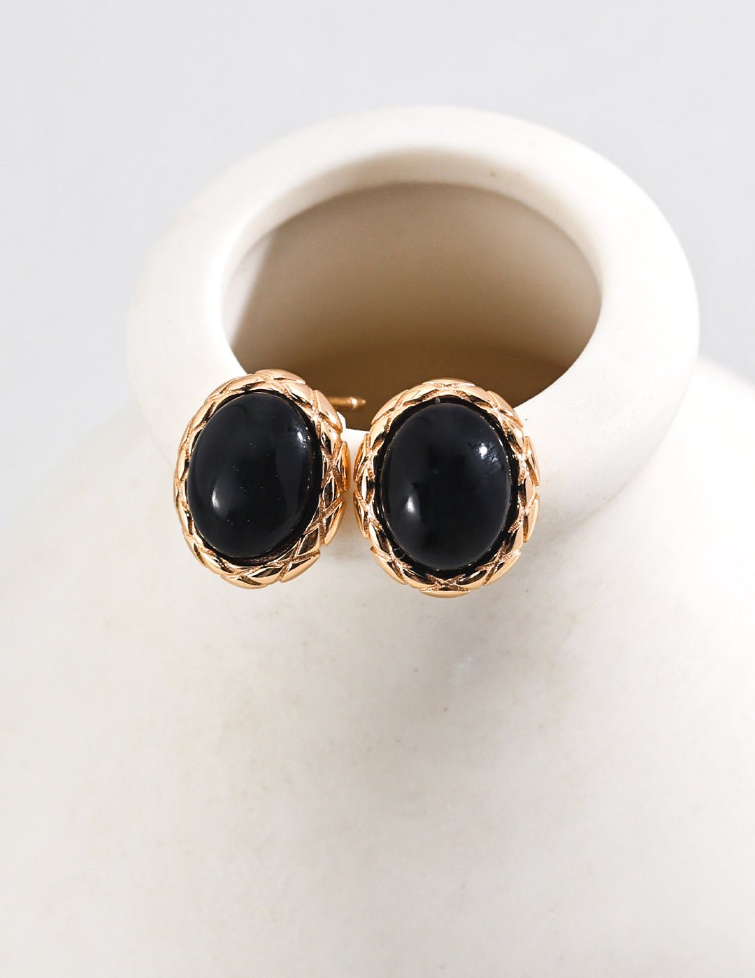 Onyx Studs with Gold - Plated Silver by ronny