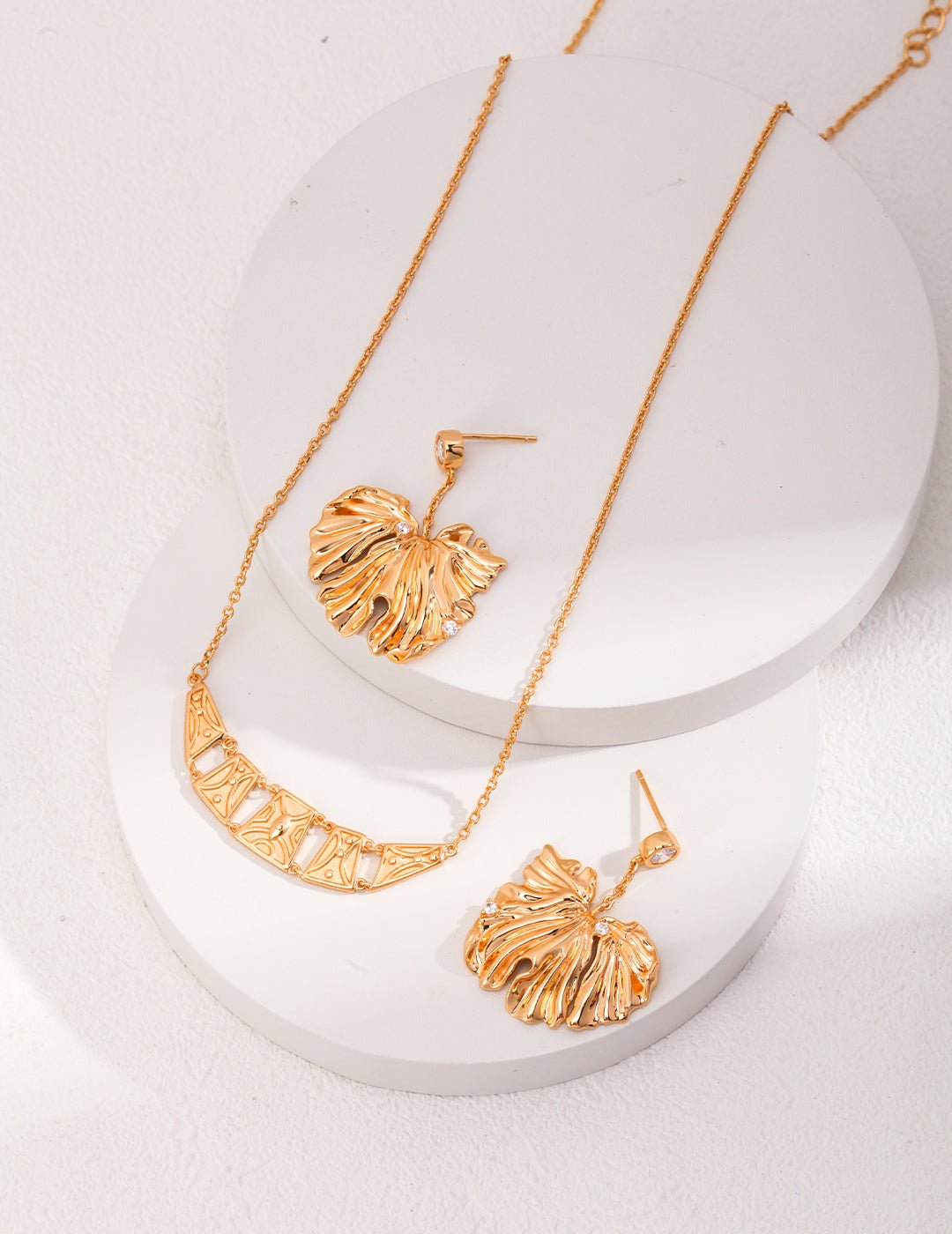 Necklace and Earrings with Gold - Plated Silver by ronny