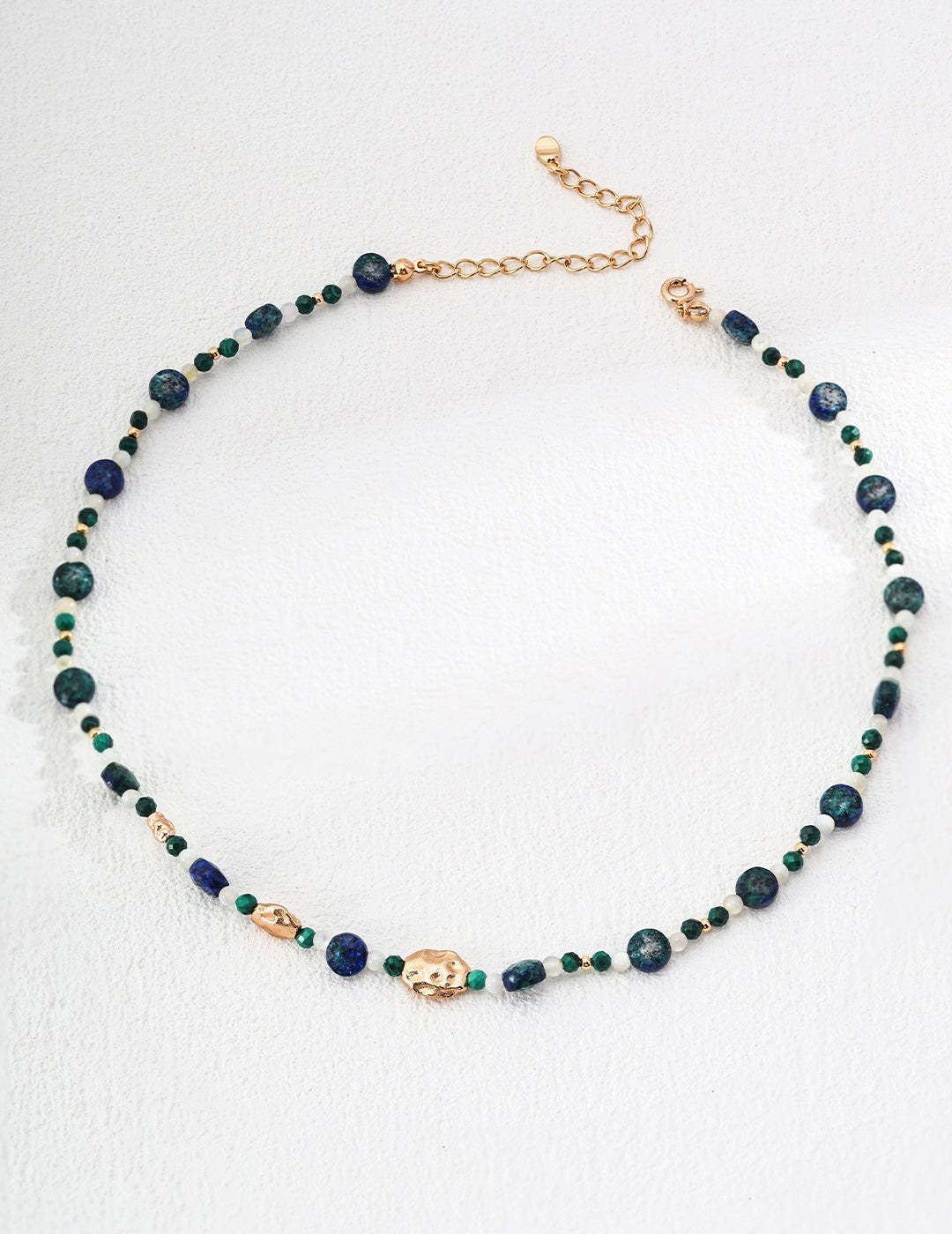 Lapis Lazuli and Malachite Necklace on Gold - Plated Silver by ronny