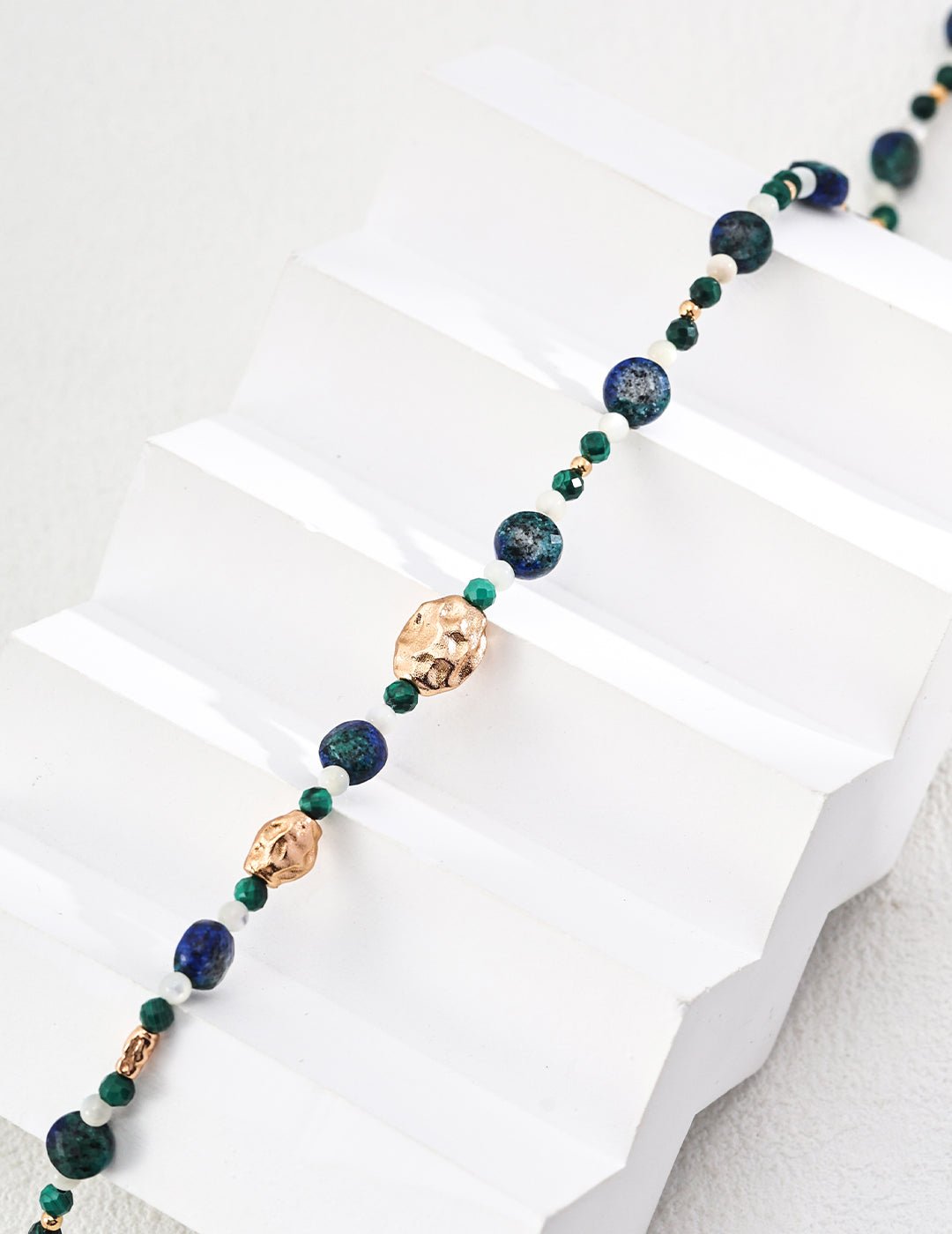 Lapis Lazuli and Malachite Necklace on Gold - Plated Silver by ronn