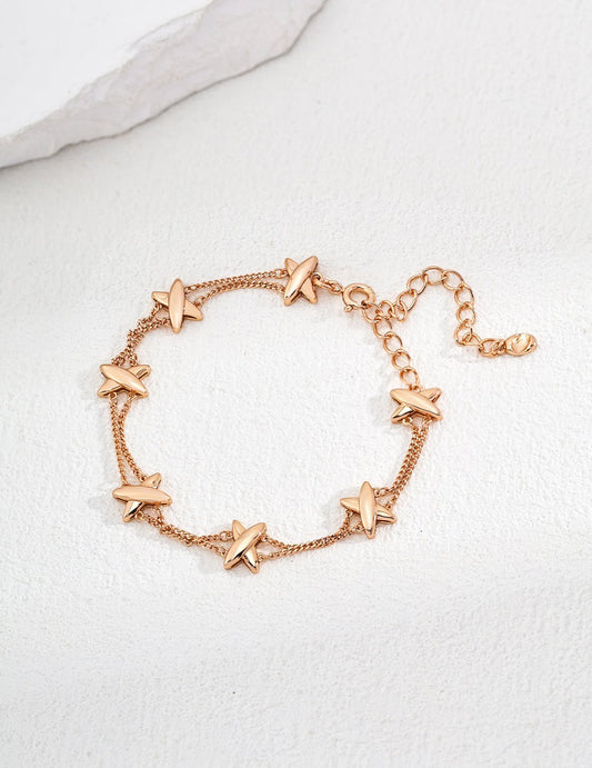 Star Motif Bracelet on Gold - Plated Silver by ronny