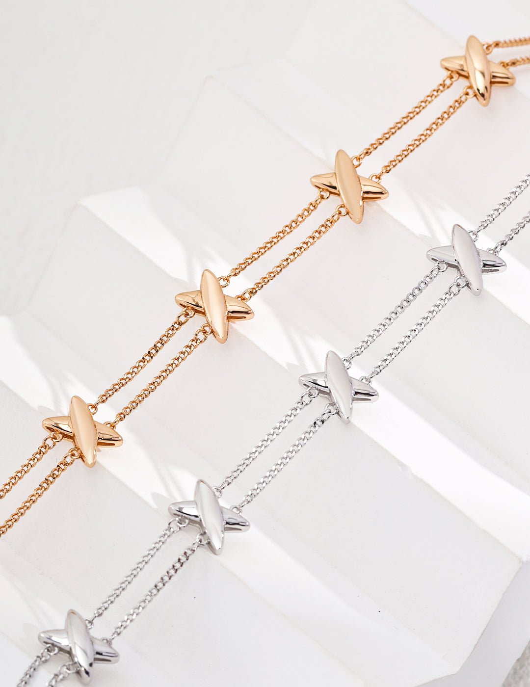 Star Motif Bracelet on Gold - Plated Silver and Silver by ronny