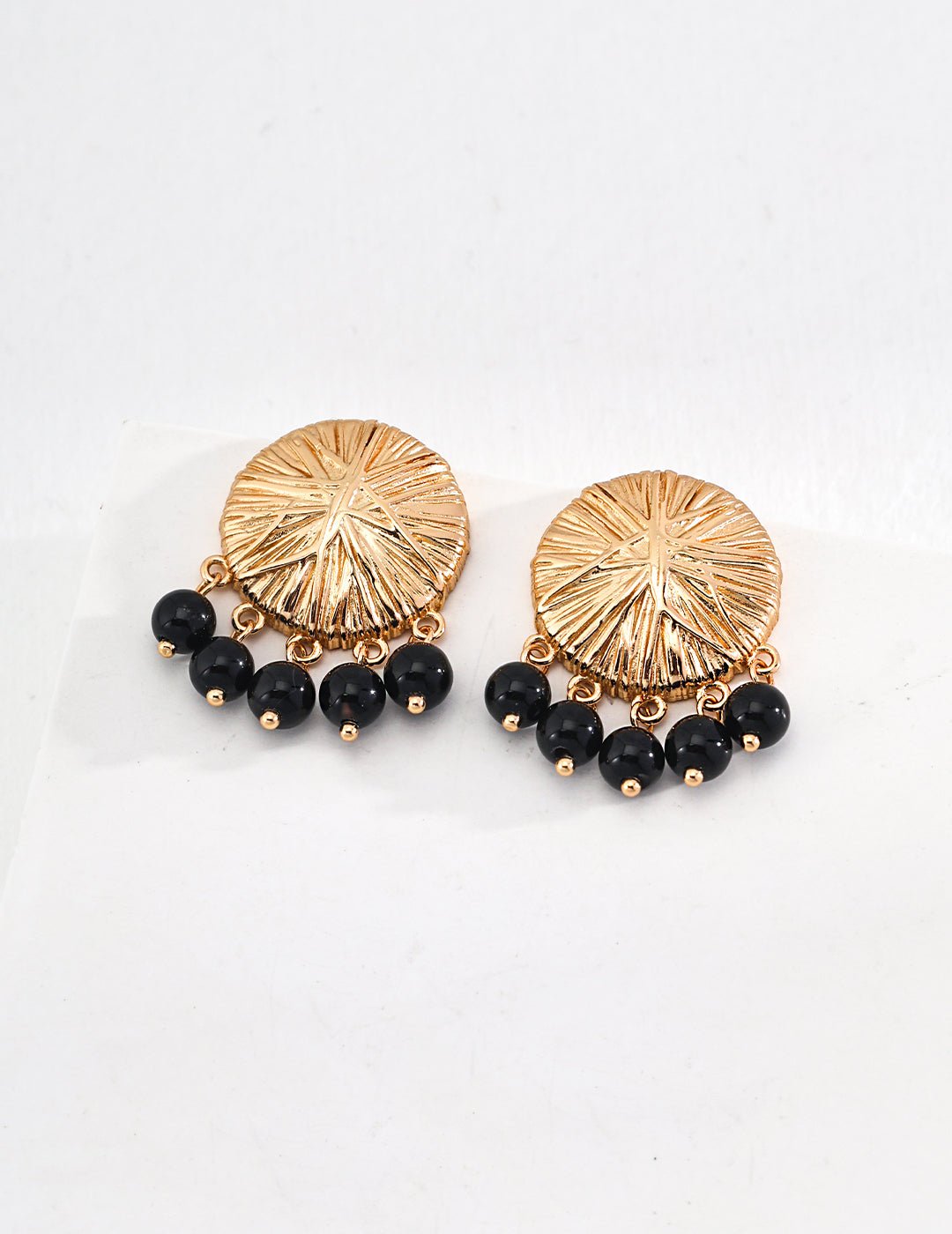 Black Onyx Earrings on Gold - Plated Silver by ronny