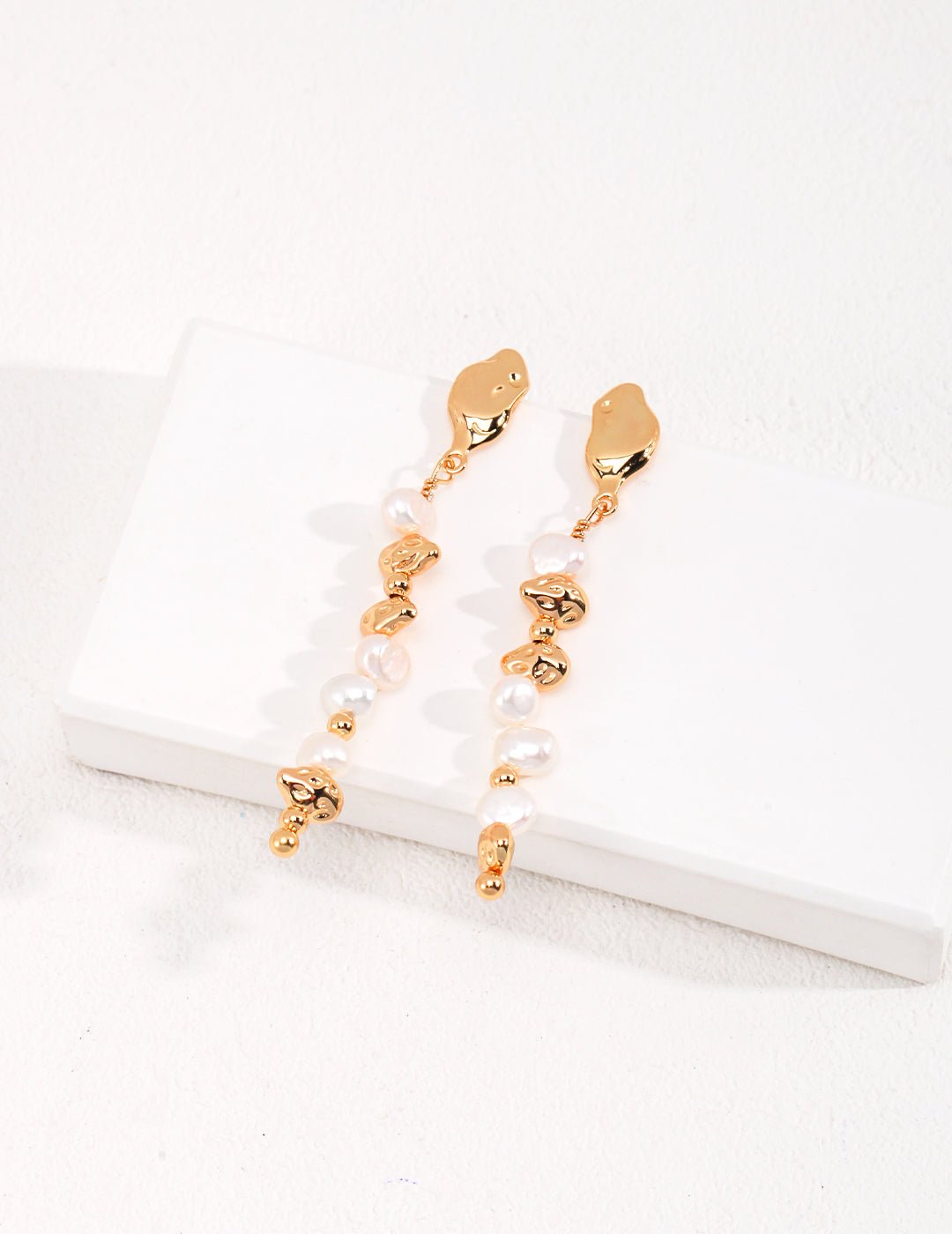 Pearl Earrings with Gold - Plated Silver by ronny