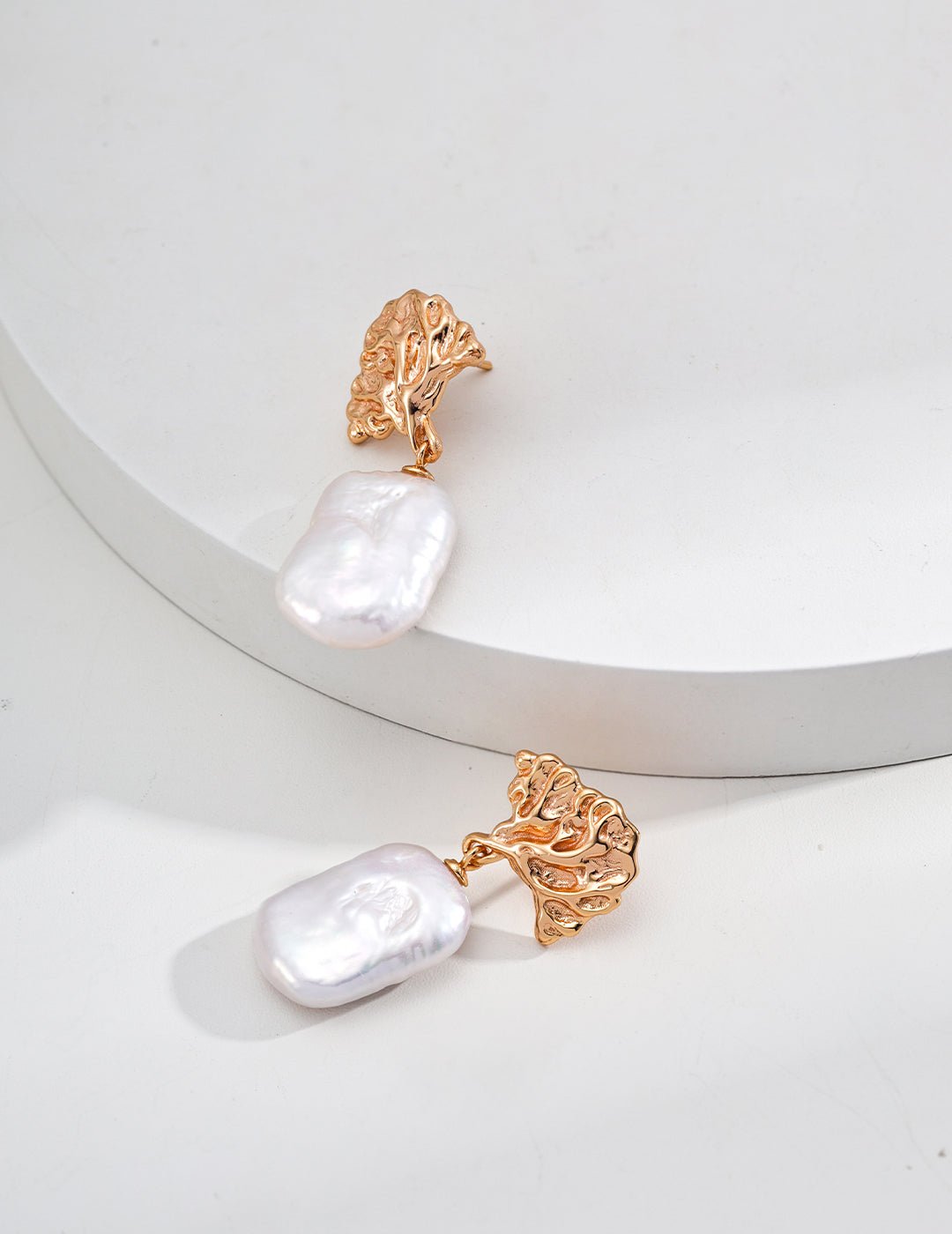 Natural Pearl Earrings with Gold - Plated Silver by ronny