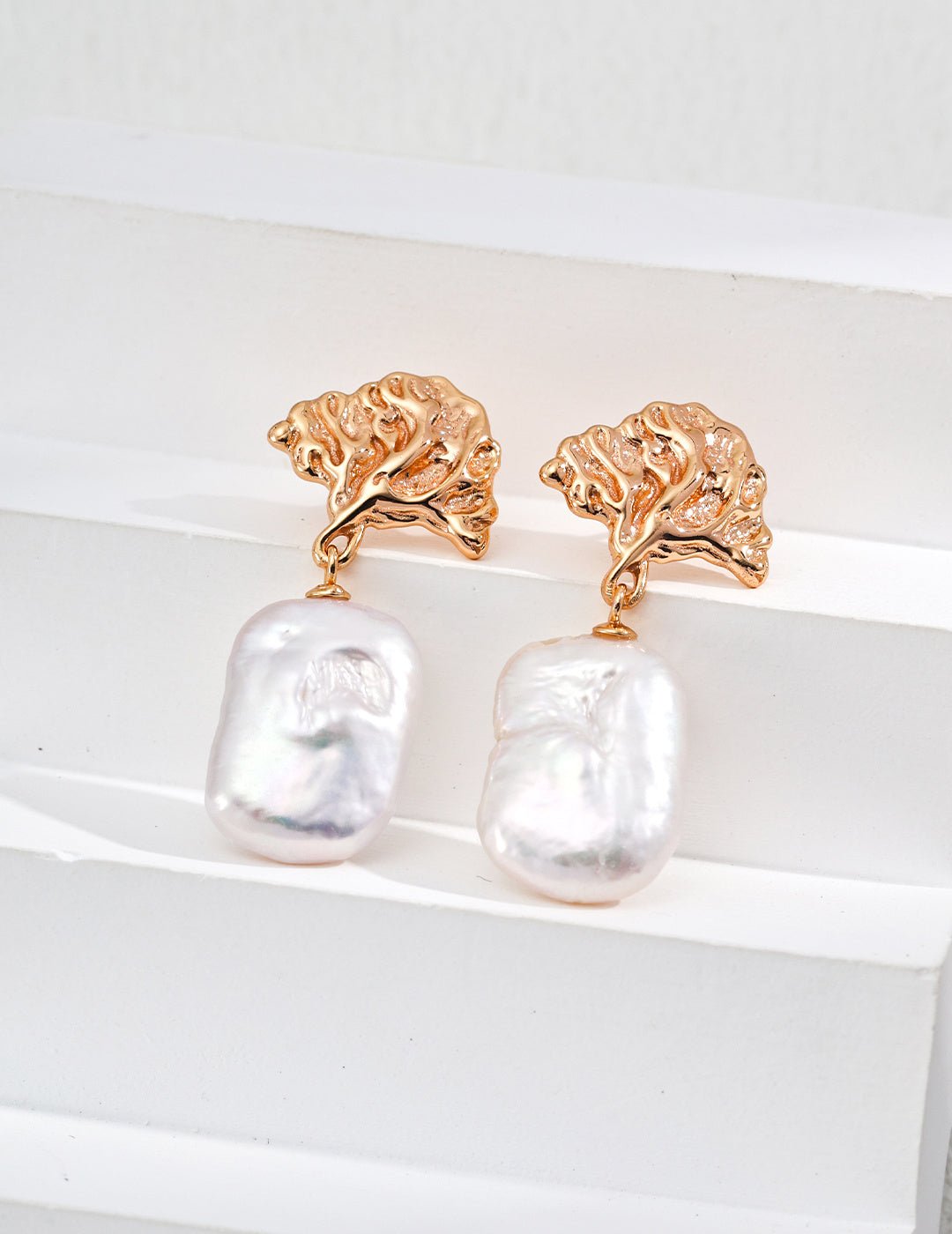 Natural Pearl Earrings with Gold - Plated Silver by ronny