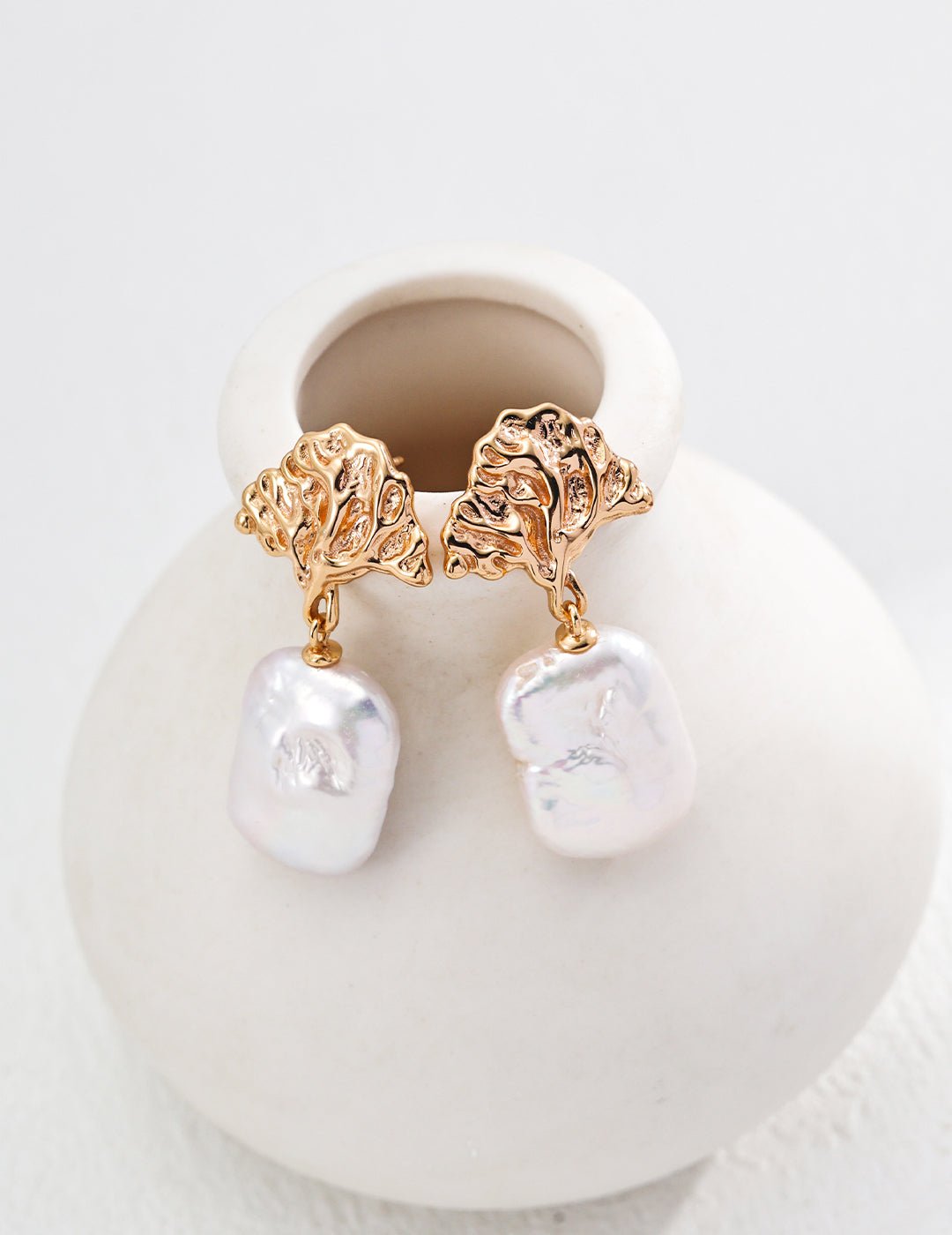 Natural Pearl Earrings with Gold - Plated Silver by ronny