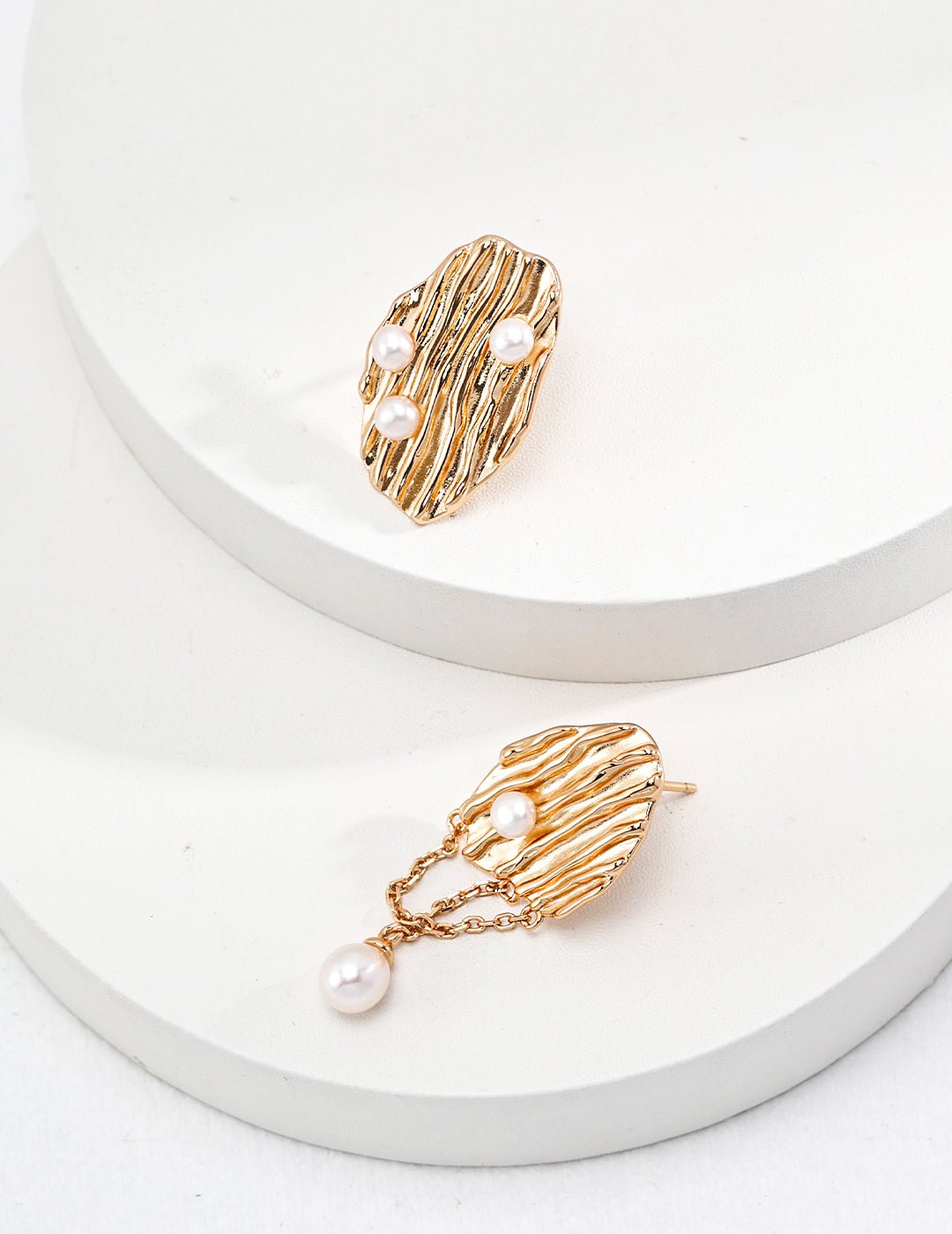 Natural Pearl Earrings on Gold - Plated Pure Silver by ronny