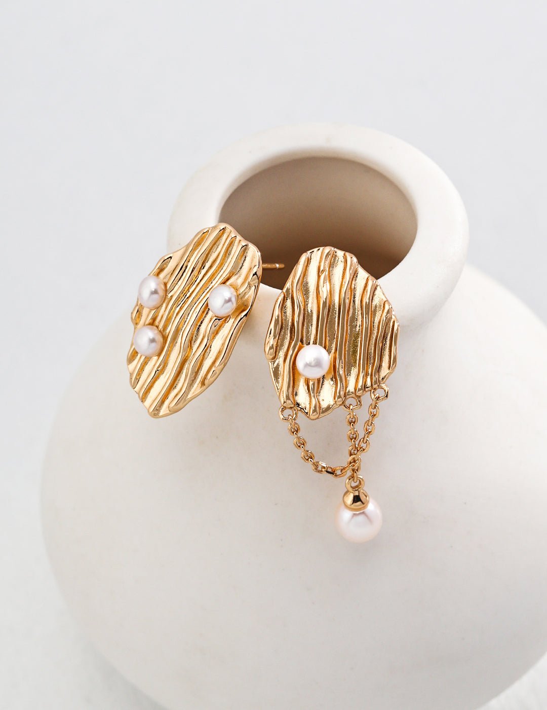 Natural Pearl Earrings on Gold - Plated Pure Silver by ronny