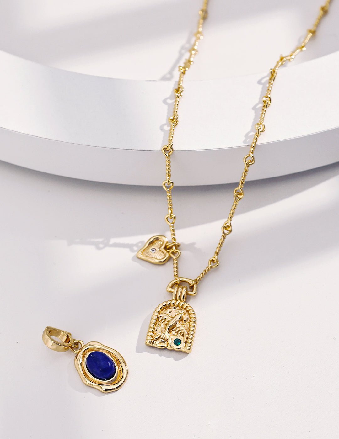 18K gold - plated pure silver necklace and matching Lapis Lazuli Pendant by ronny