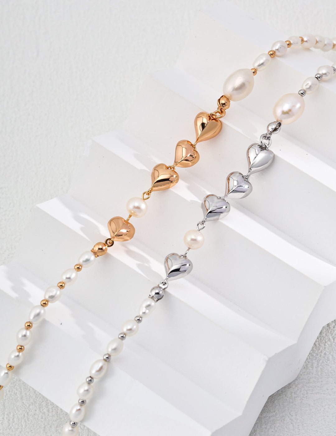 Natural Pearl Necklace with Gold - Plated Silver and Pure Silver by ronny