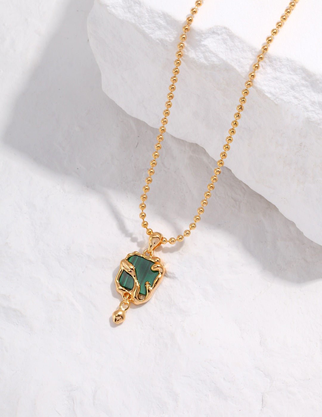 Green Malachite Necklace and with Gold - Plated Silver by ronny