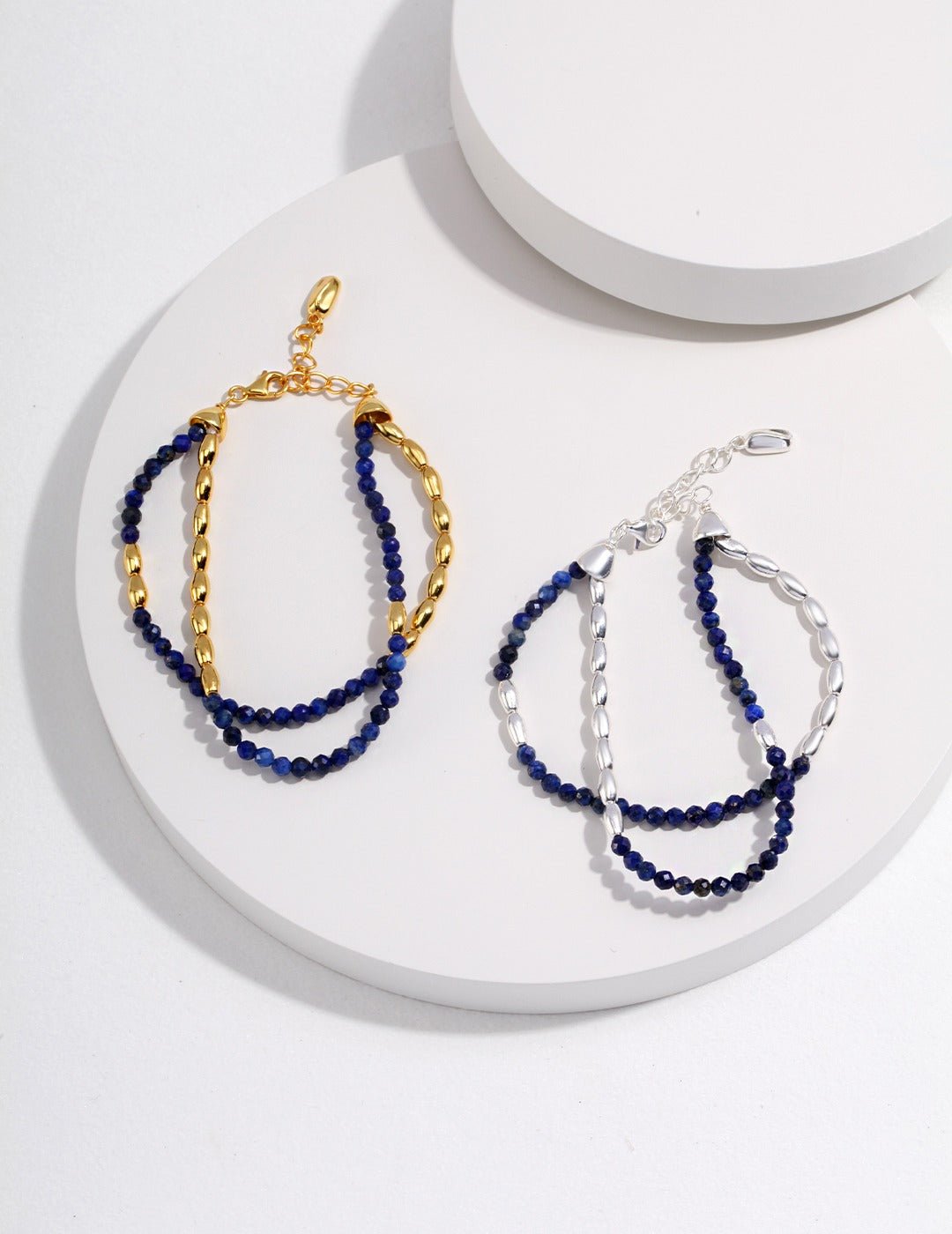 Lapis Lazuli Bracelet with Gold - Plated Silver and Pure Silver by ronny