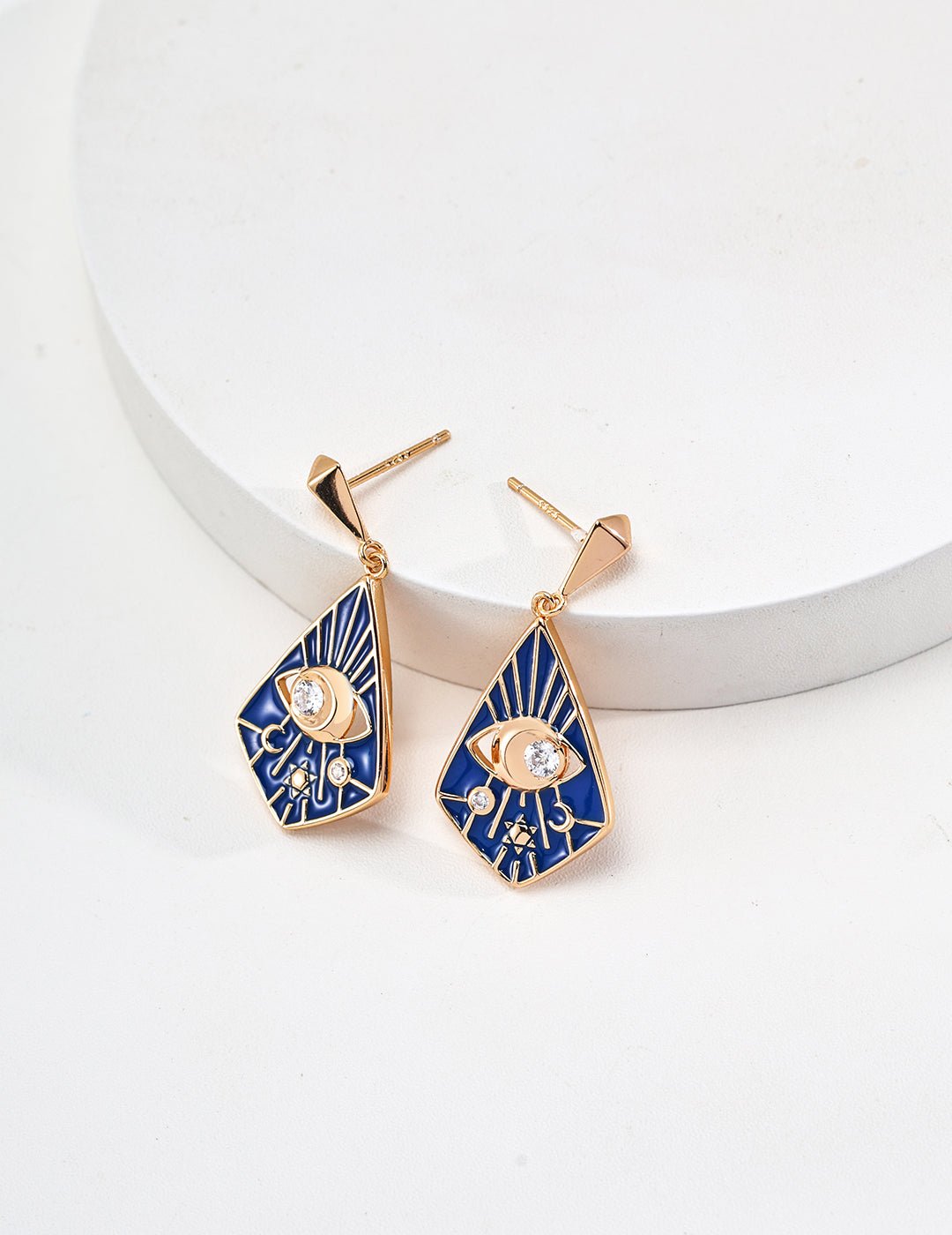 Drip Glaze and Zircon Earring on Gold - Plated Silver by ronny