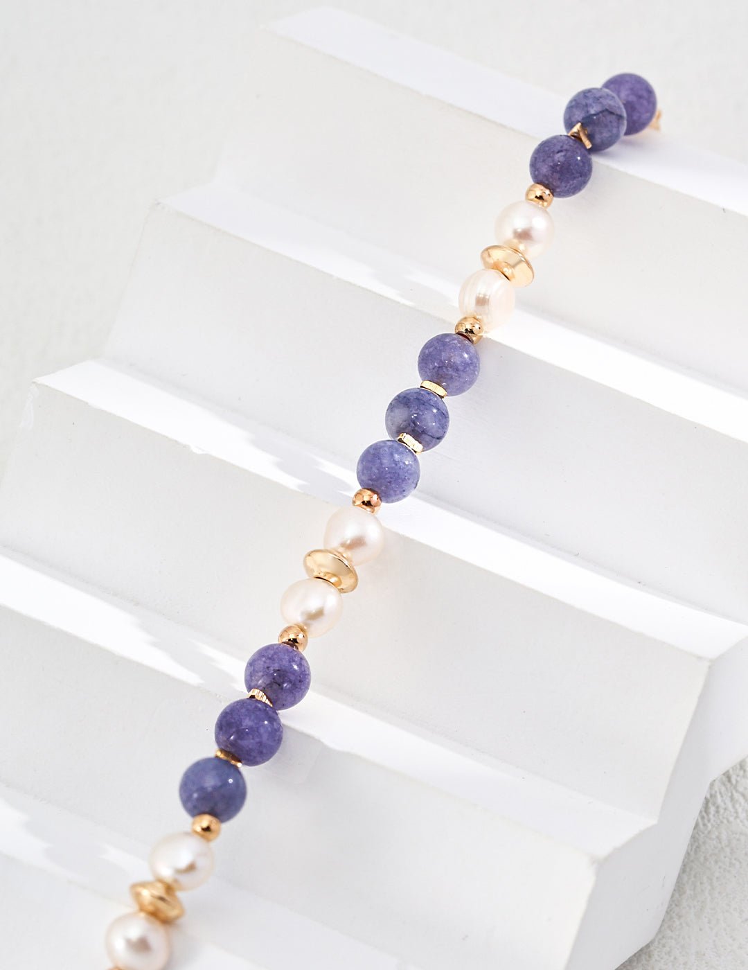 Kunzite and Pearl Bracelet with Gold - Plated Silver by ronny