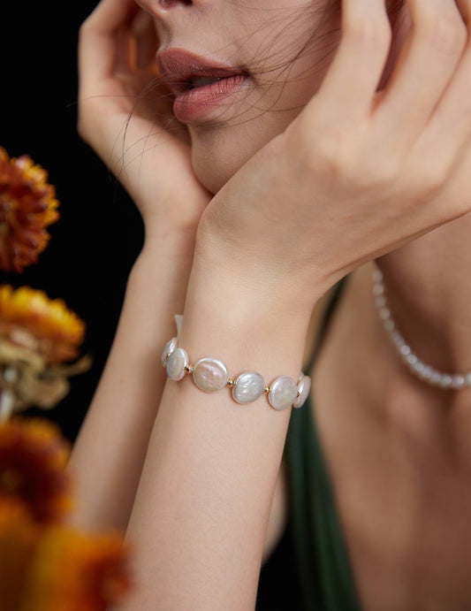 Baroque Pearl Bracelet in Gold - Plated Silver by ronny