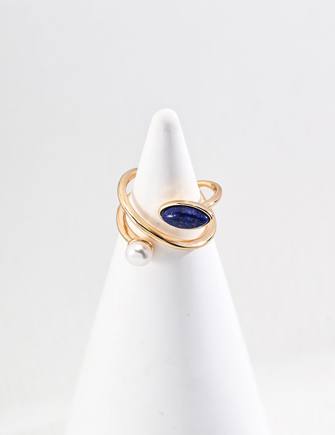 Pearl and Lapis Lazuli Ring in Gold - Plated Silver by ronny