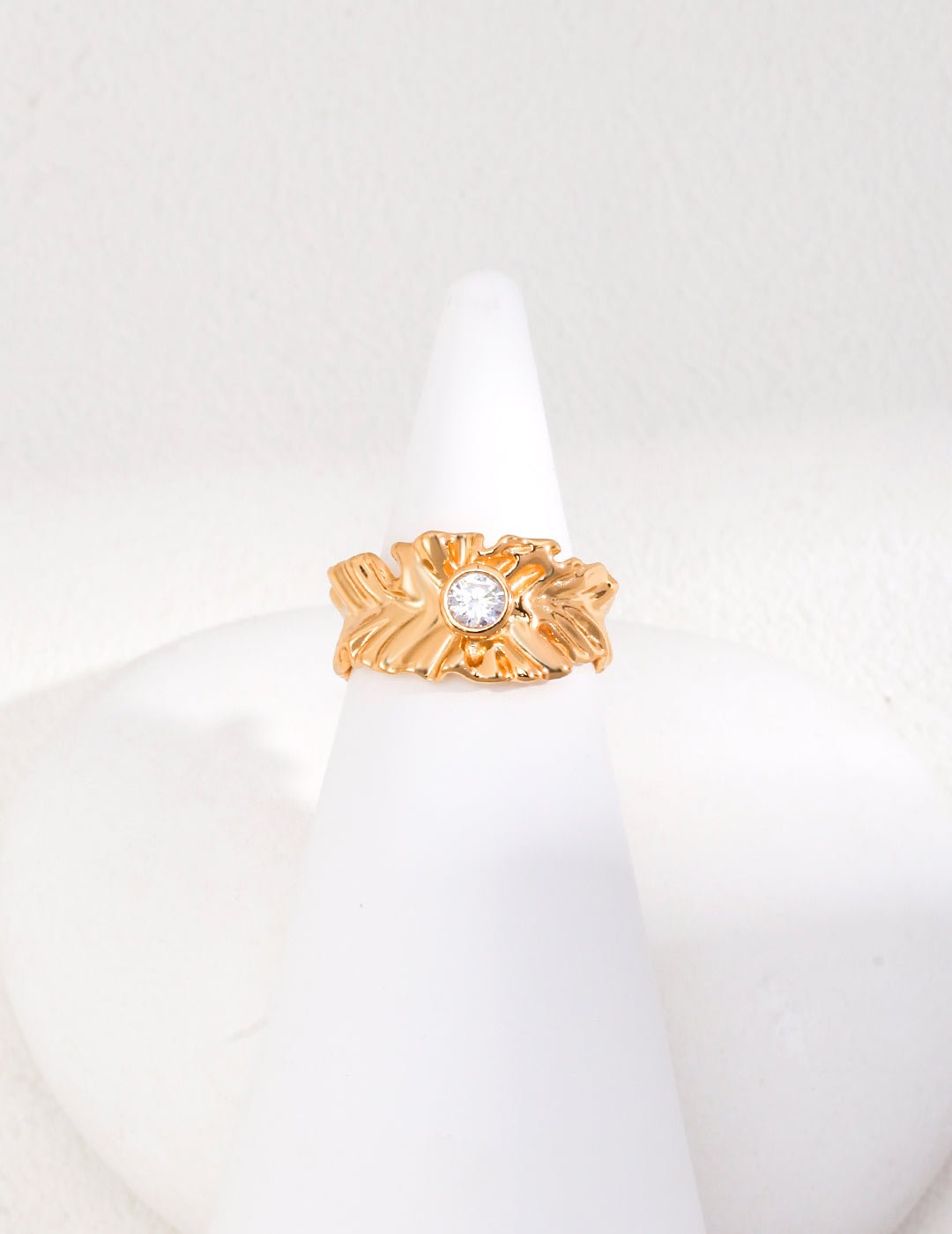 Zircon Ring on Gold - Plated Silver by ronny