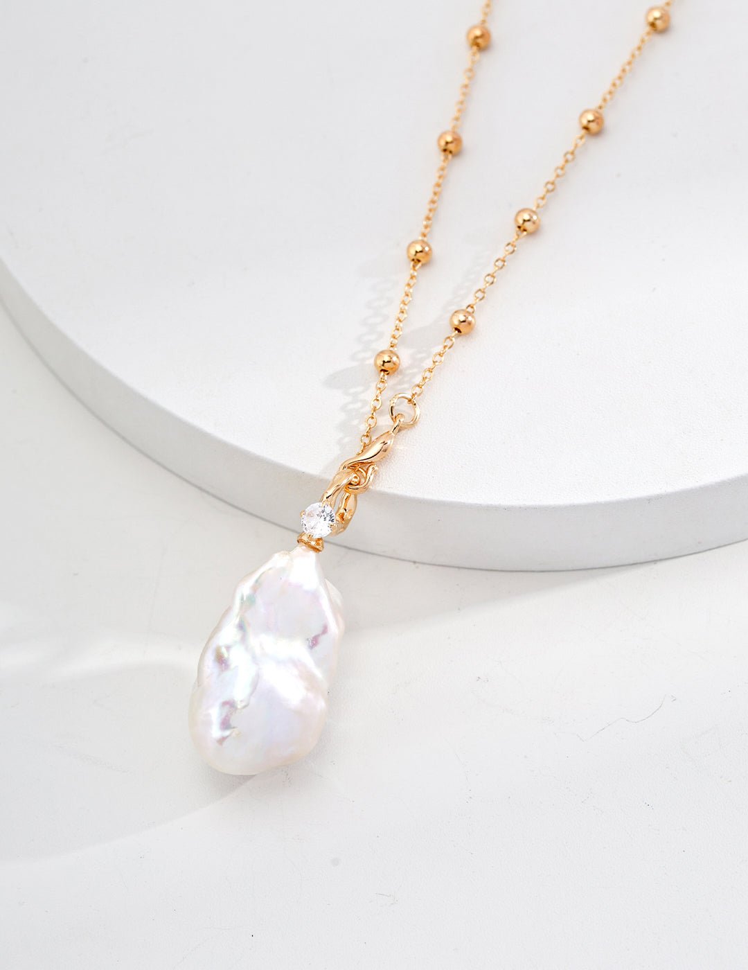 Baroque Pearl with Gold - Plated Silver Chain by ronny