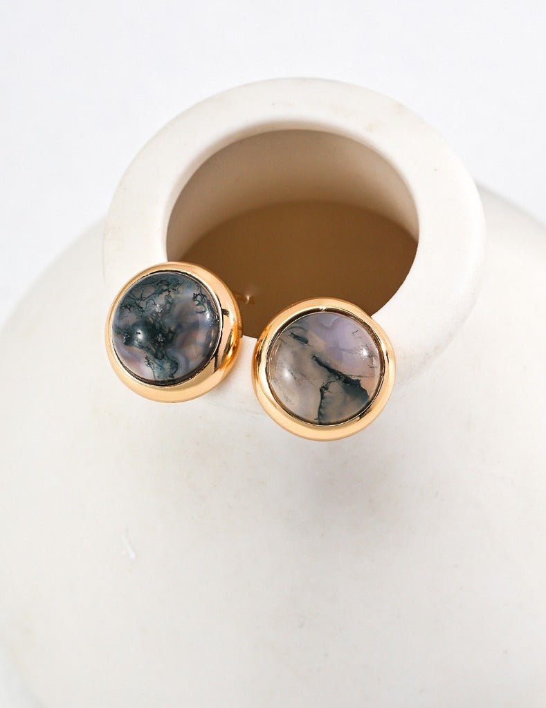 Aquatic Agate earrings on Gold - Plated Silver by ronny