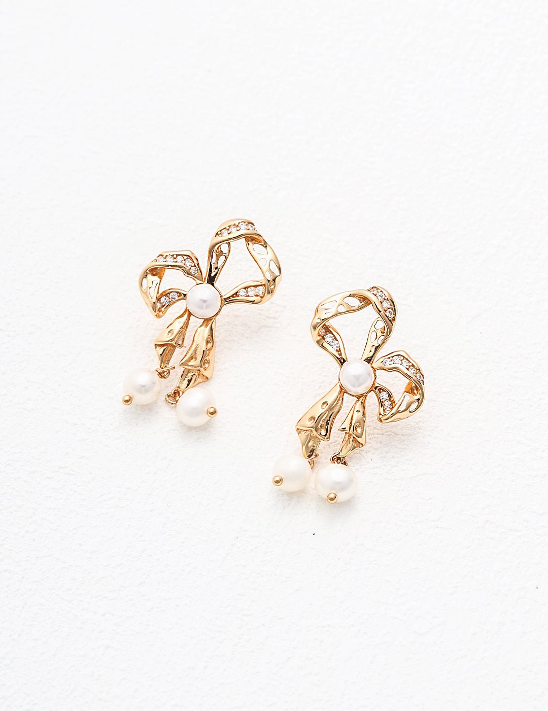 Pearl Earrings with Gold - Plated Silver by ronny