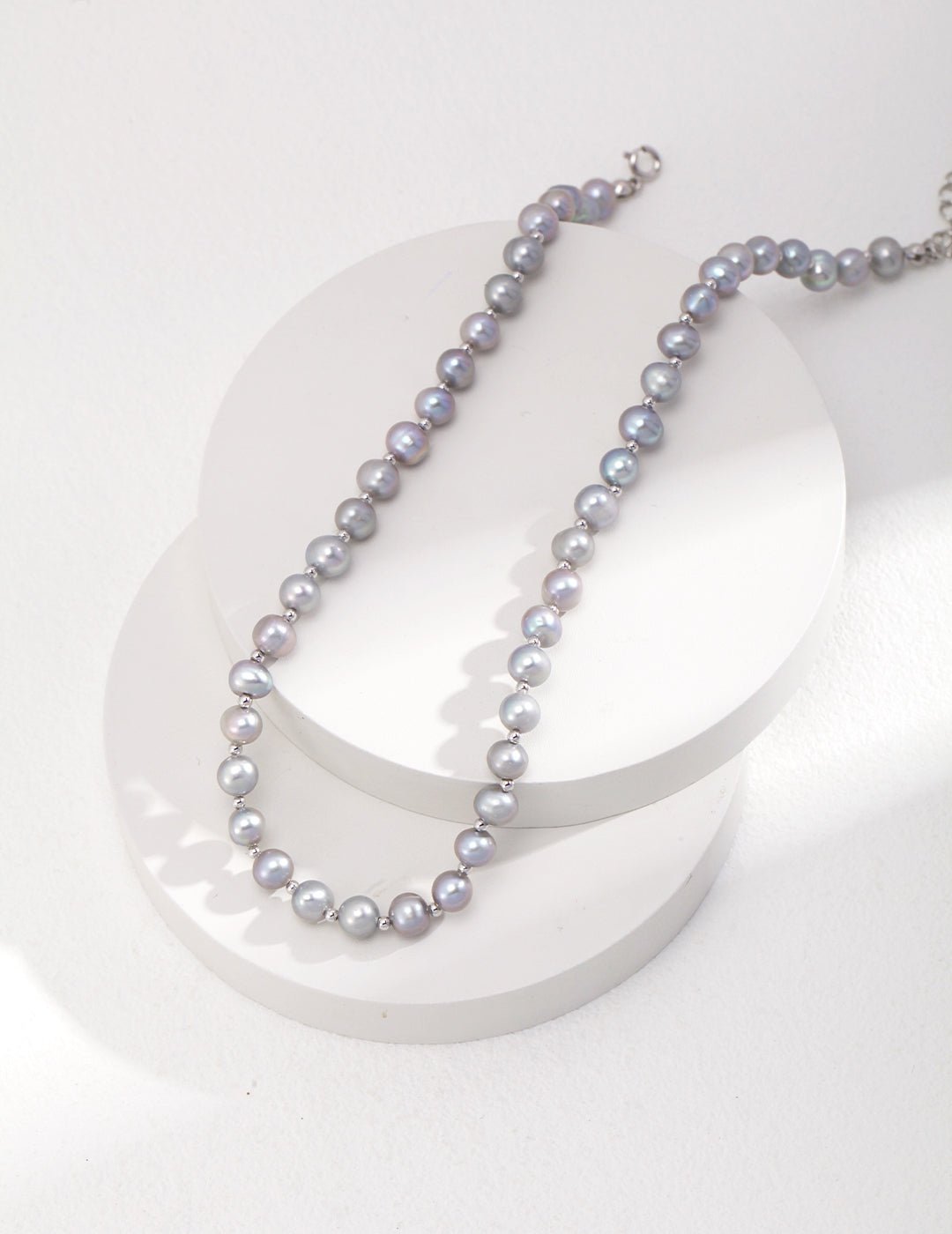 Natural Gray Pearl Necklace on Silver by ronny