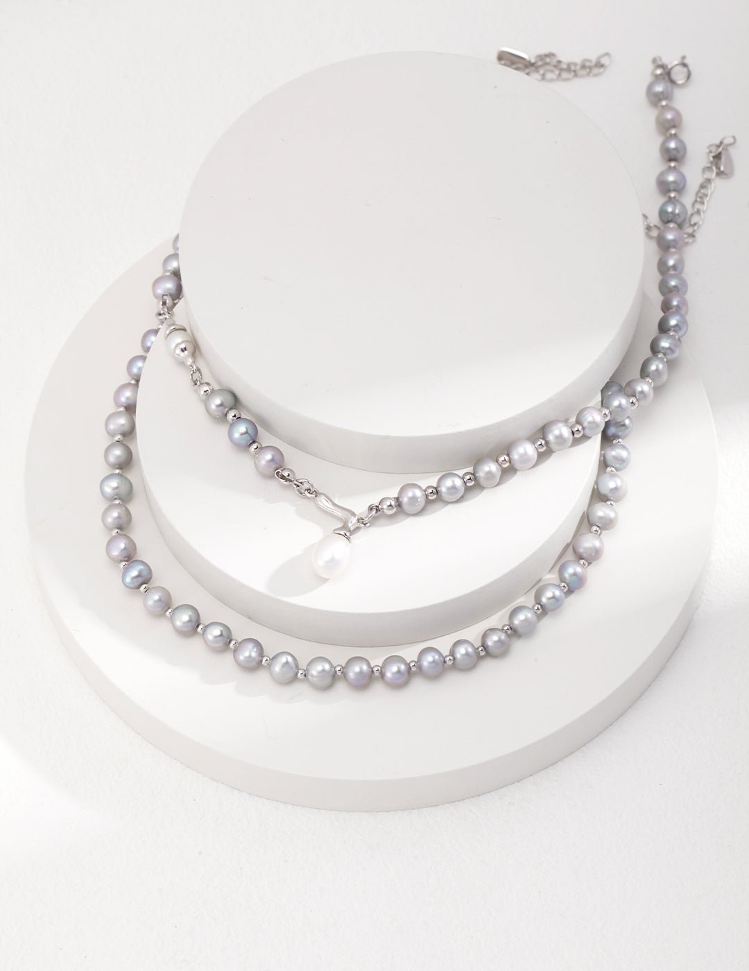 Natural Gray Pearl Necklace on Silver by ronny