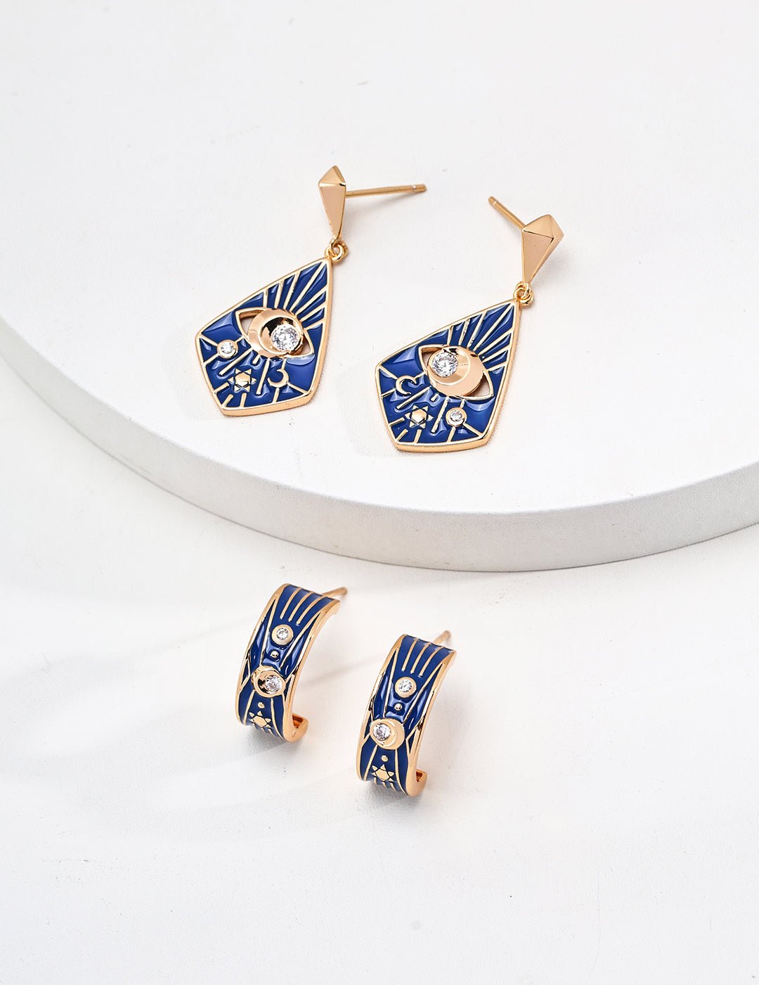 Drip Glaze Earrings with Zircon on Gold - Plated Silver by ronny