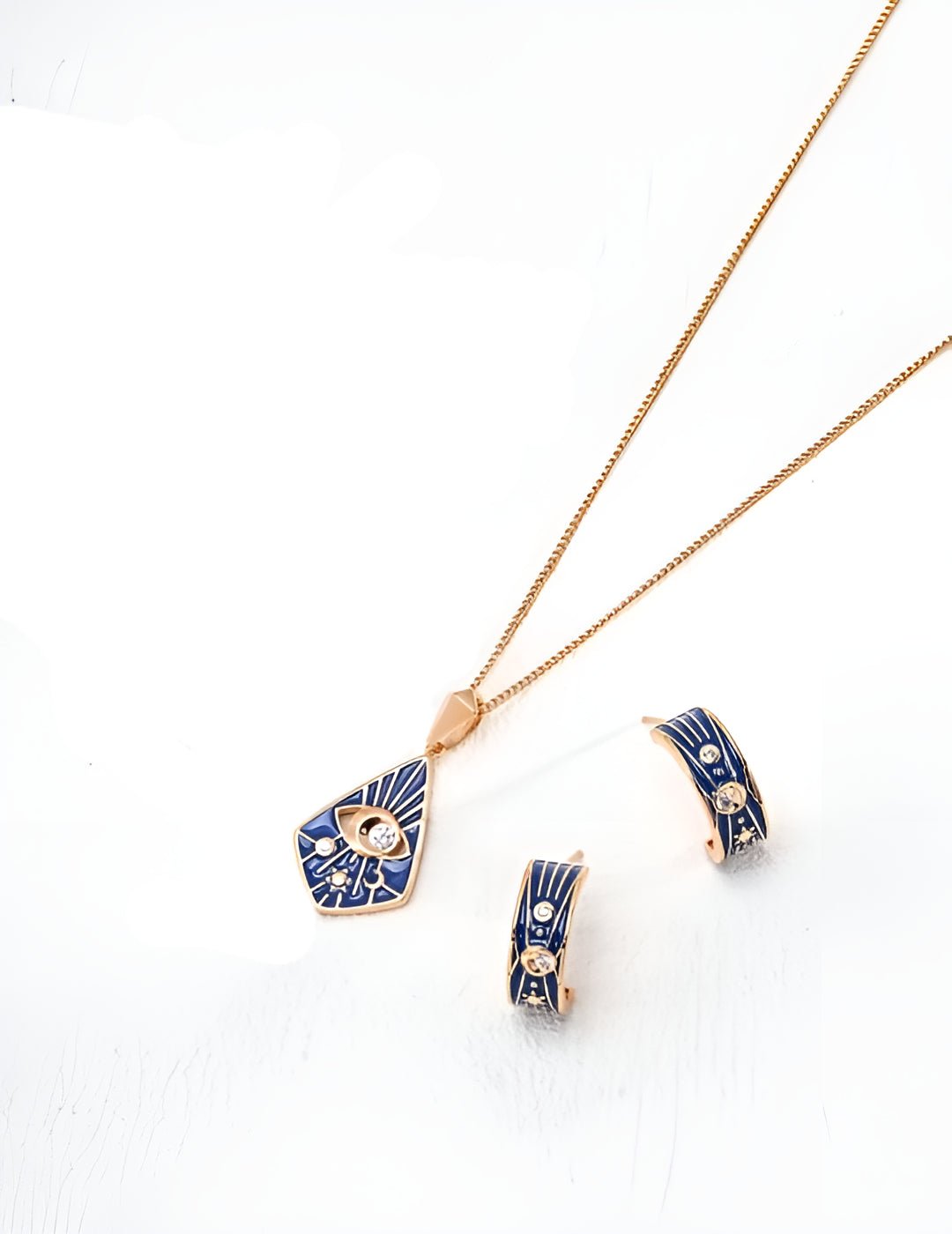 Drip Glaze Earrings and Necklace with Zircon on Gold - Plated Silver by ronny