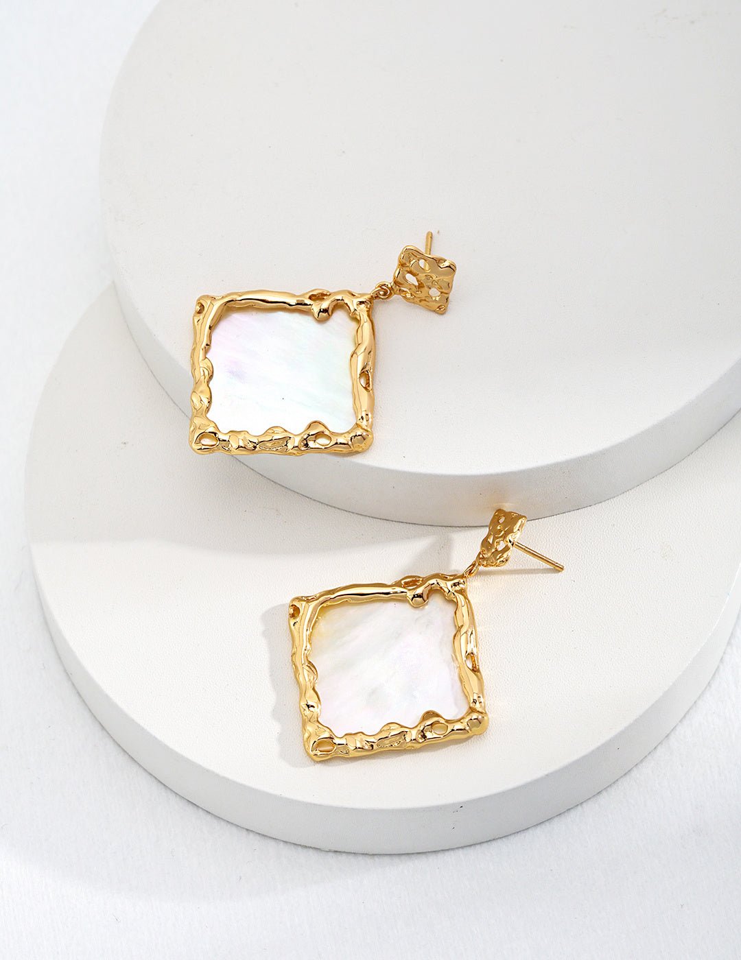 Nacre Earrings with Gold - Plated Silver by ronny