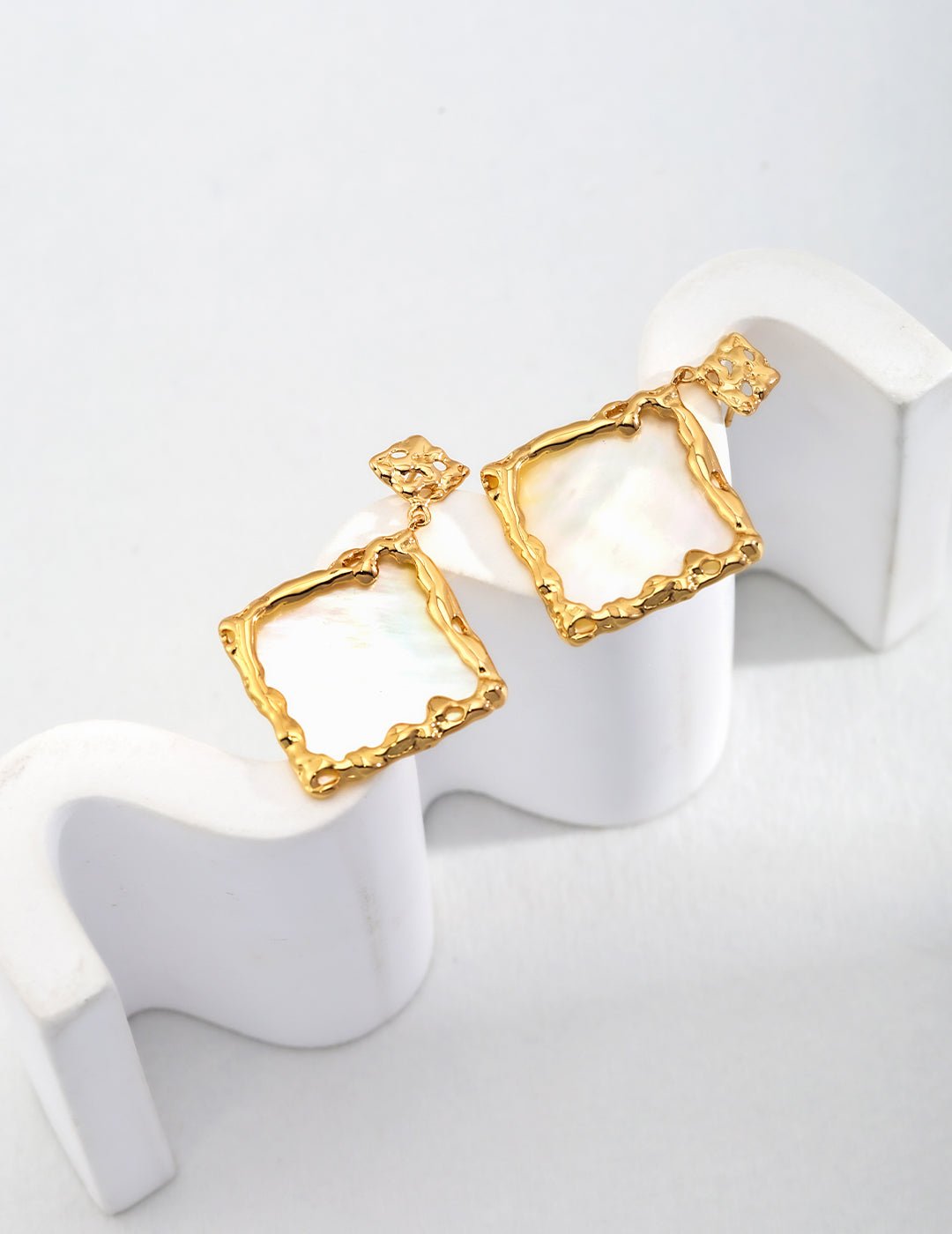 Nacre Earrings with Gold - Plated Silver by ronny