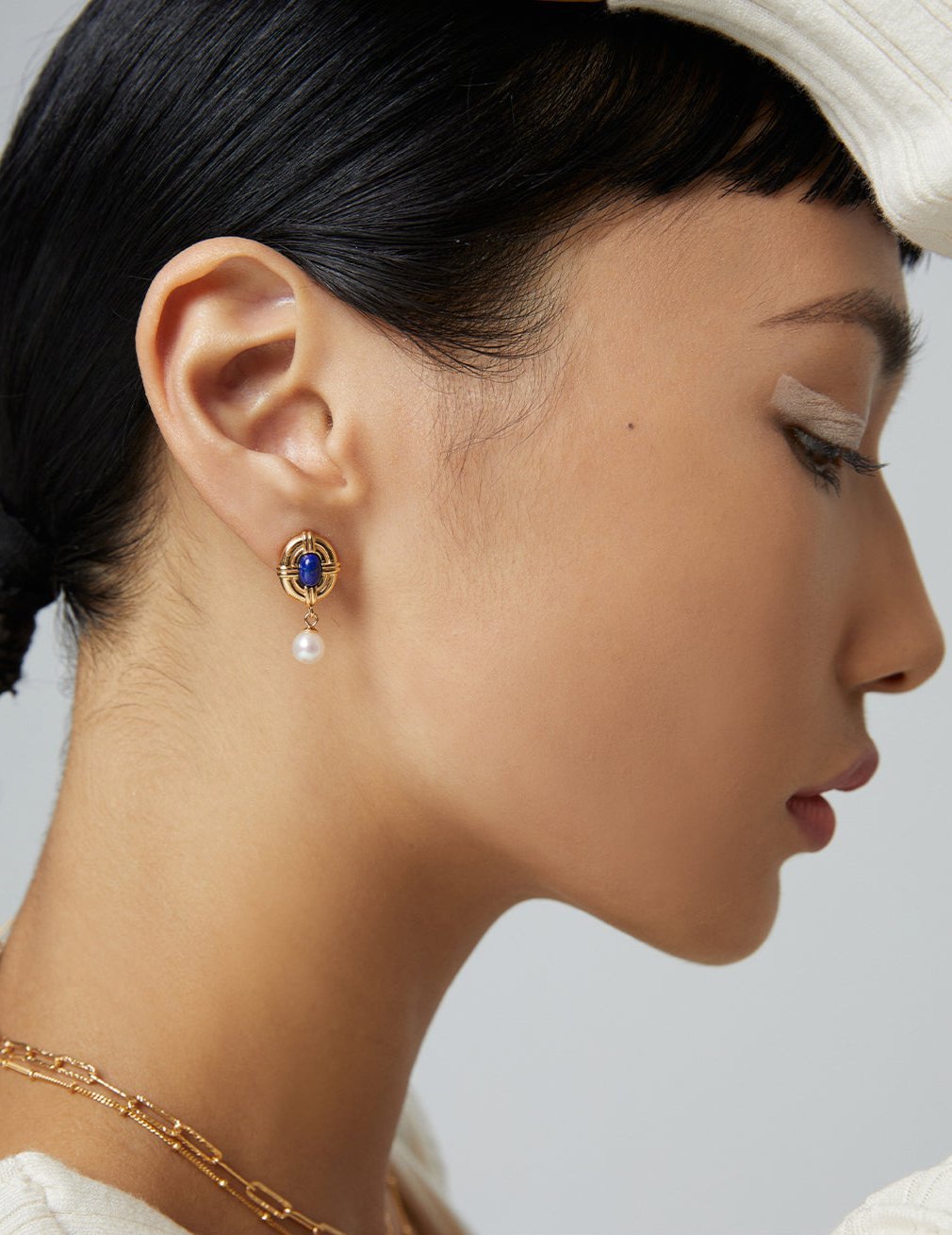 Lapis Lazuli Earrings with Pearls on Gold - Plated Silver by ronny