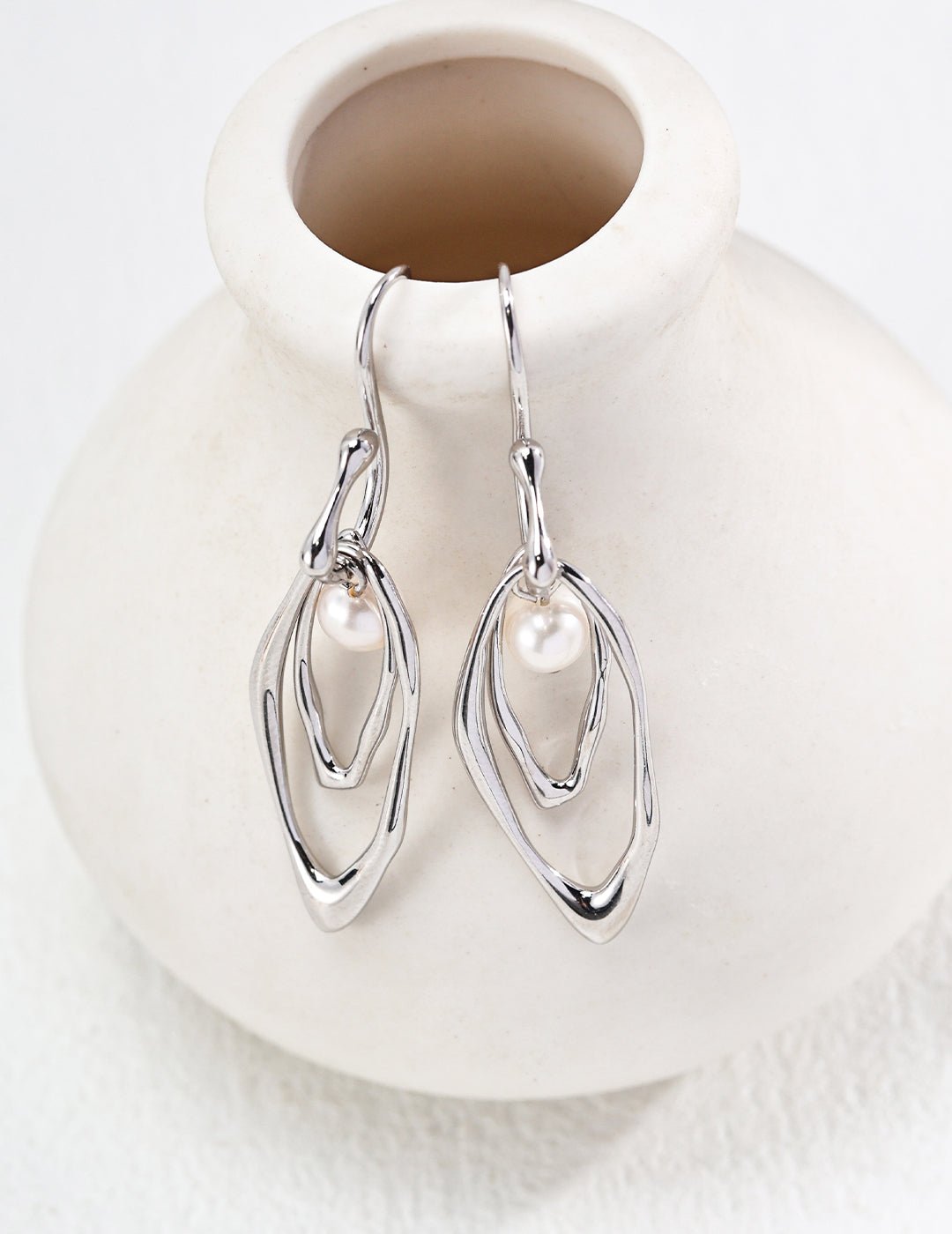 Pearl and Silver Earrings with Silver by ronny